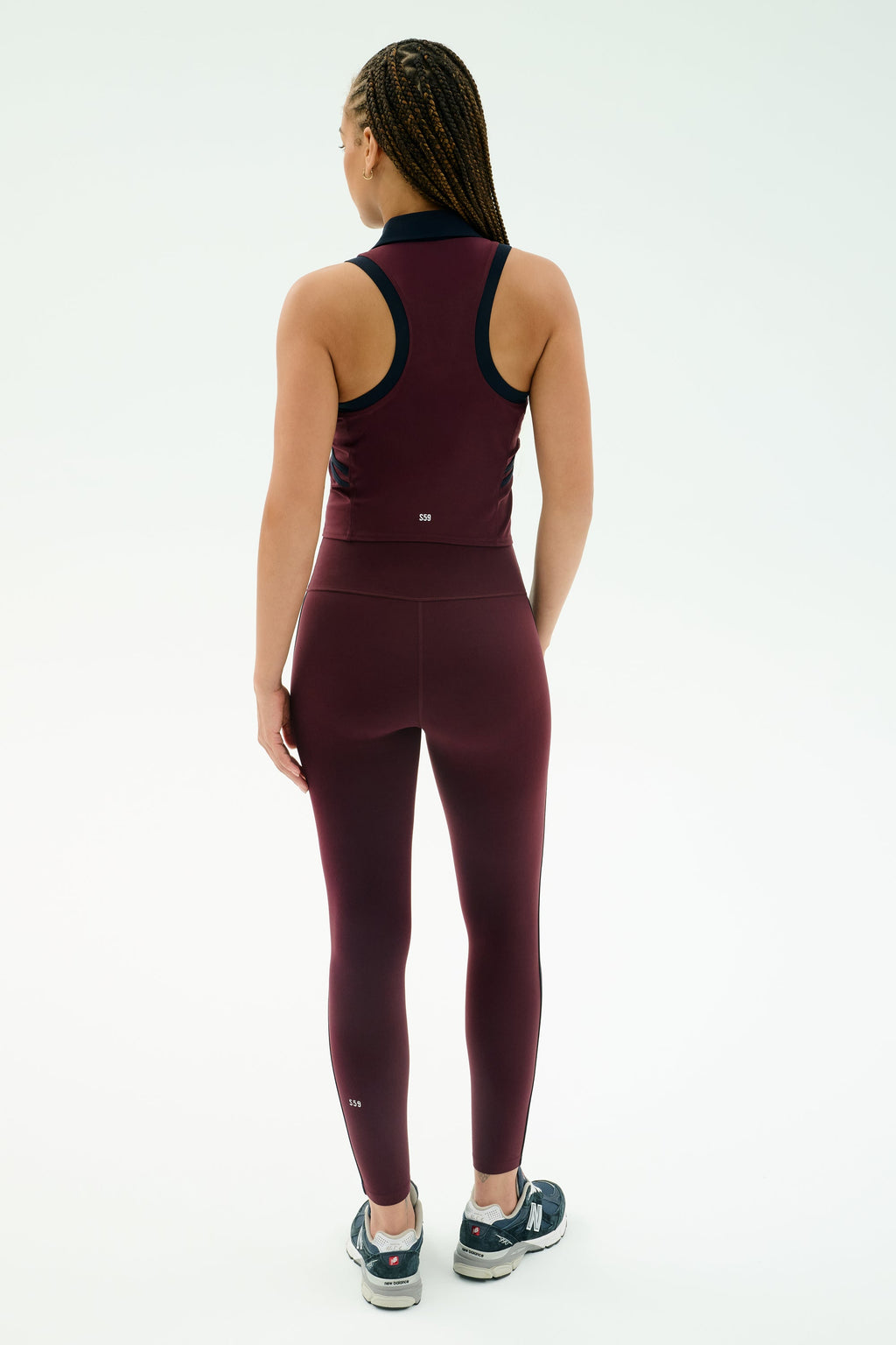 Austin Airweight Crop Polo - Dark Cherry/Indigo