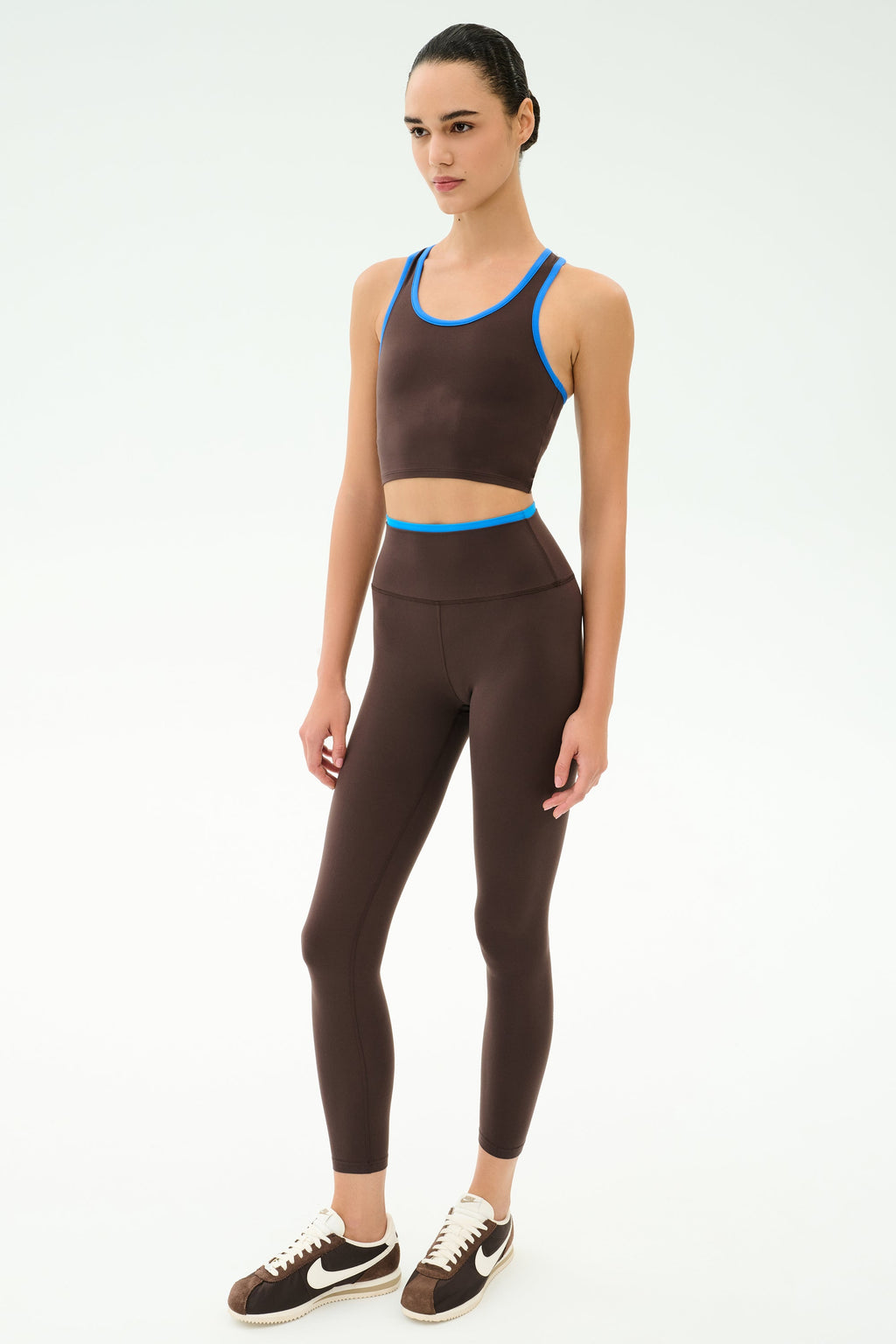 Dual High Waist Airweight 7/8 - Dark Chocolate/Classic Blue