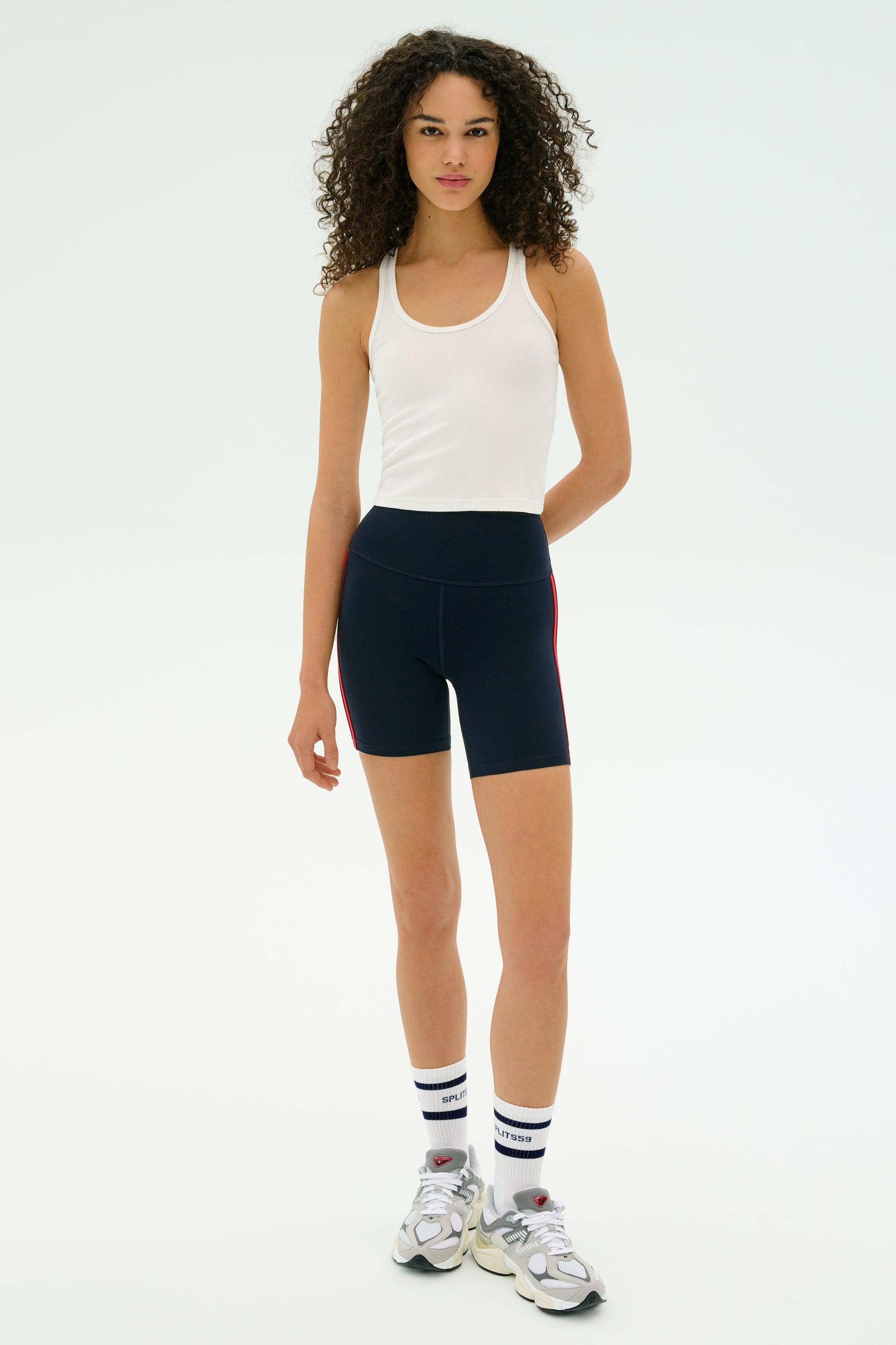 Ella High Waist Airweight Short - Indigo/Pirate Red