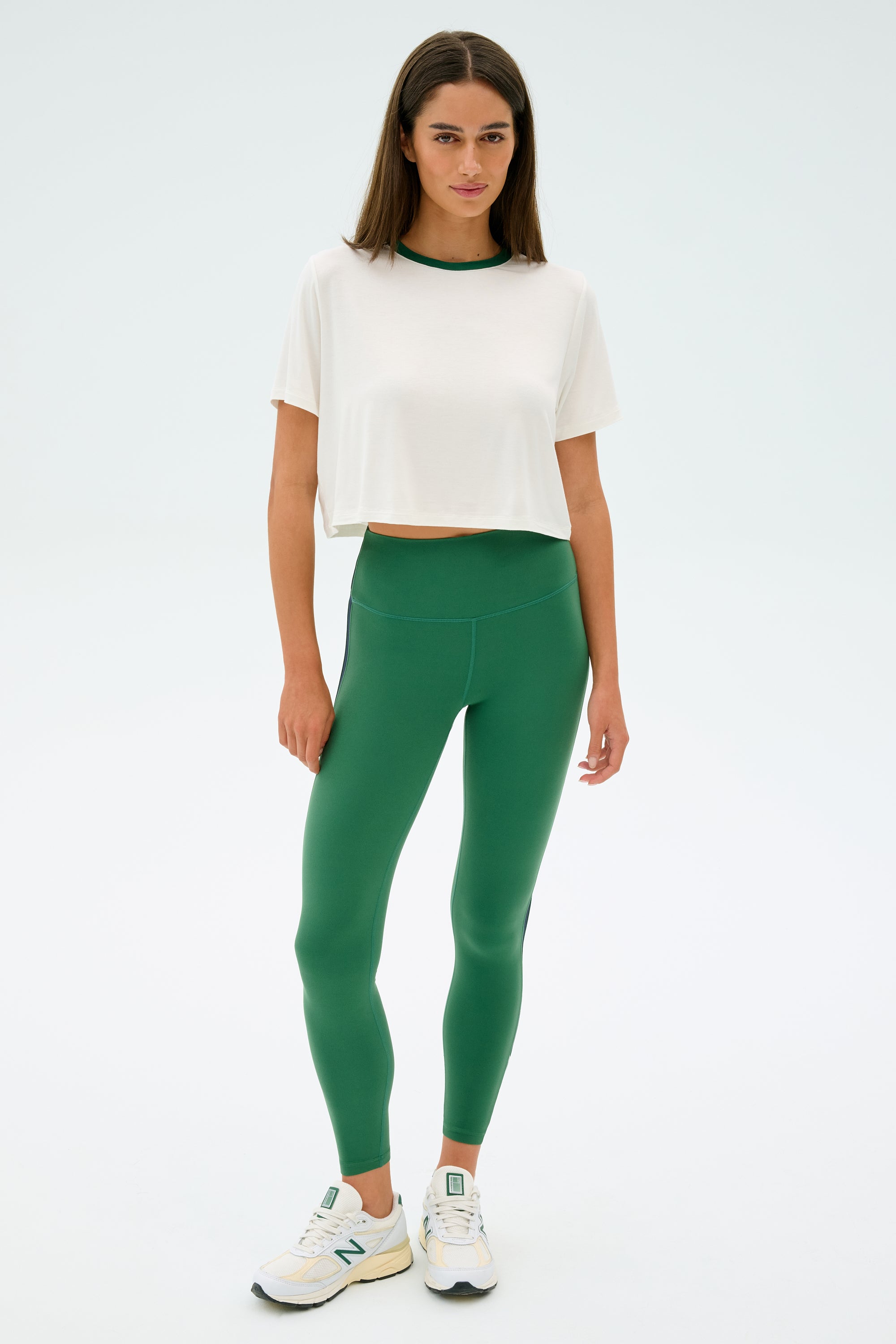 Djuna Crop Ringer - White/Arugula