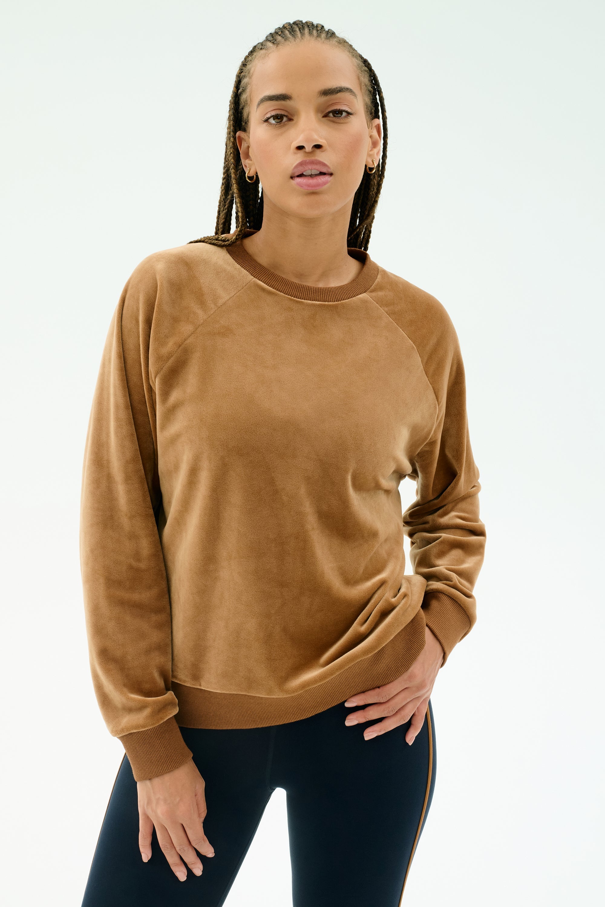 Joy Velour Crewneck - Honey