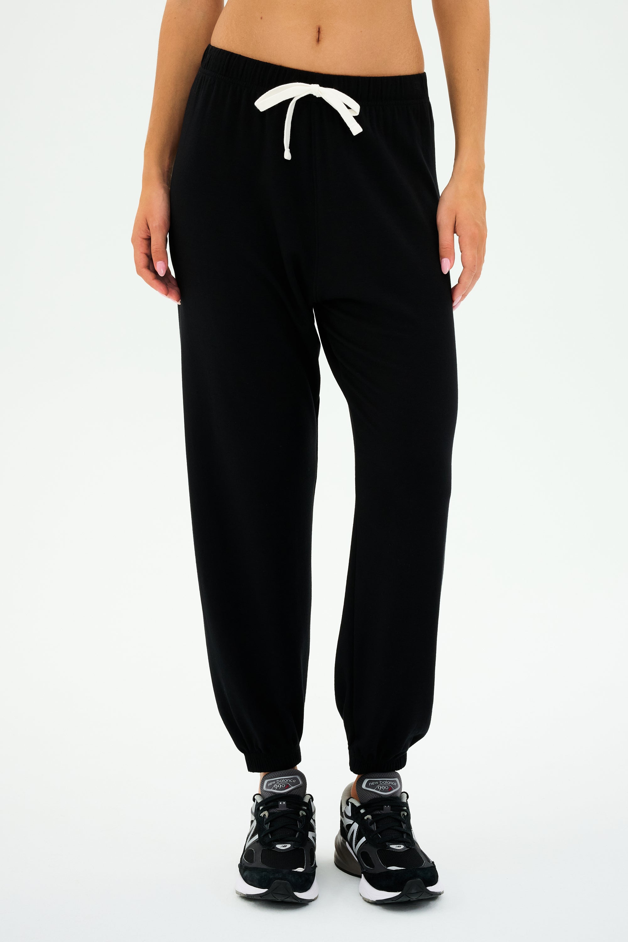 Andie Oversized Fleece Sweatpant - Black
