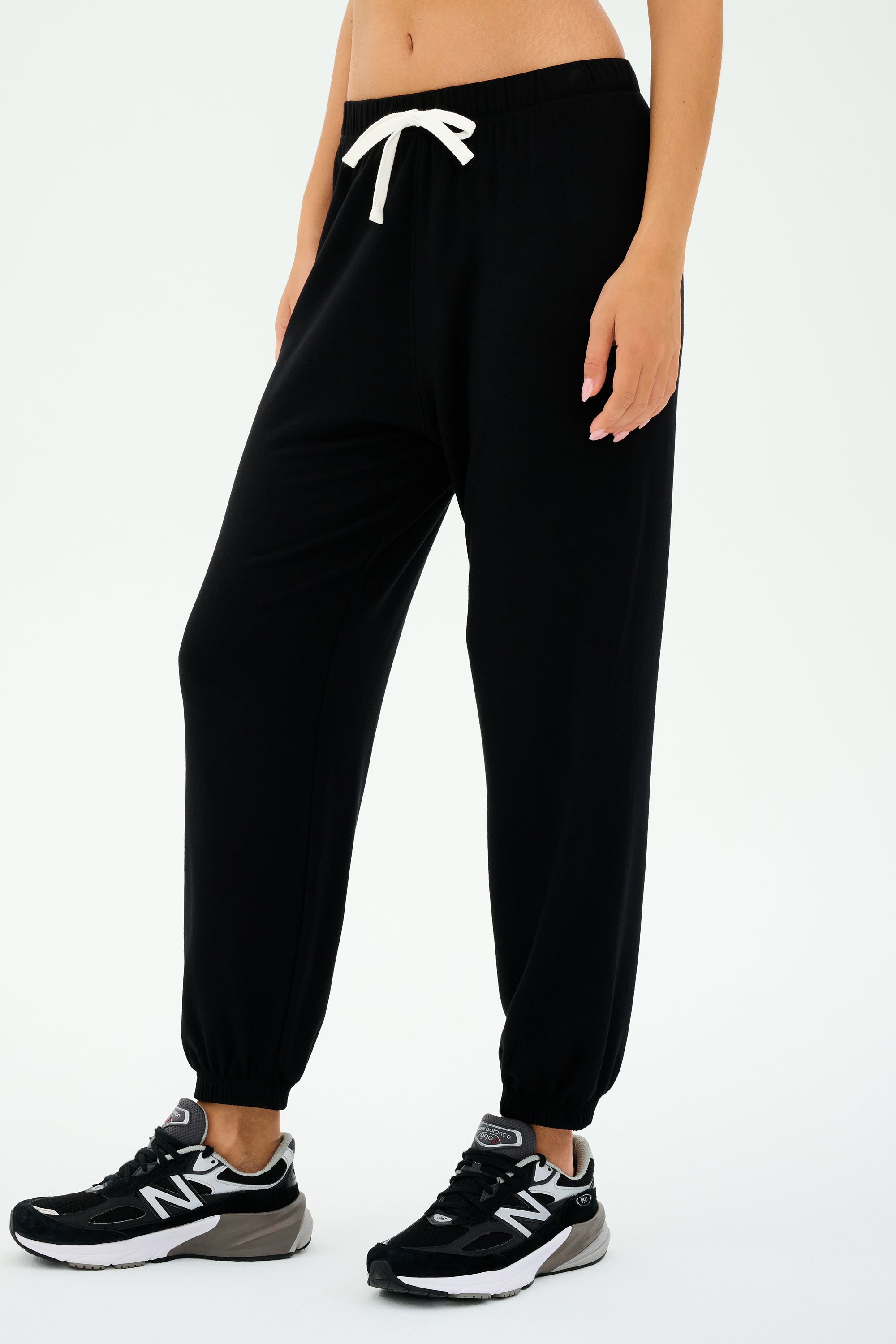 Andie Oversized Fleece Sweatpant - Black