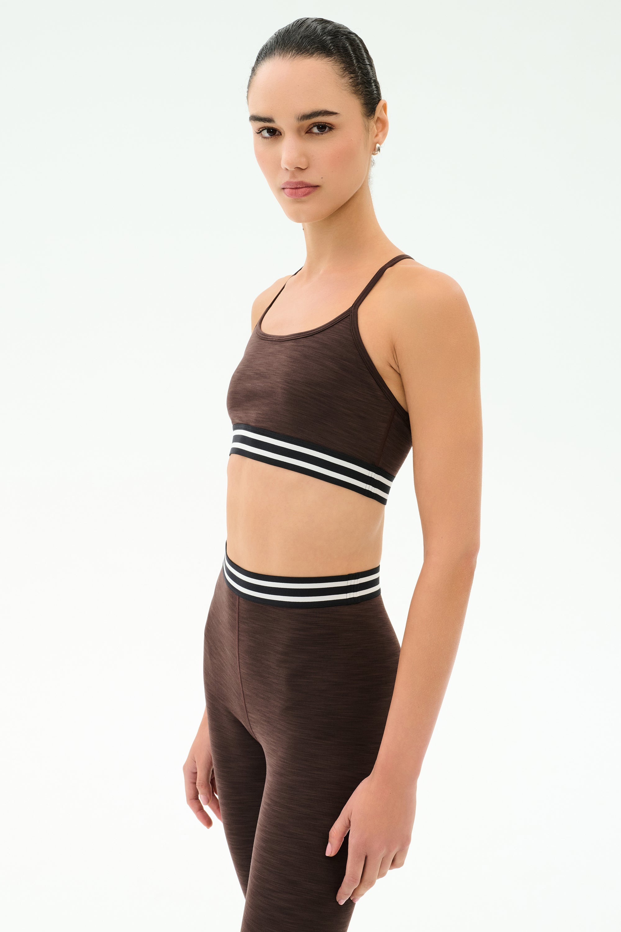 Cali Active Rib Bra - Heather Dark Chocolate