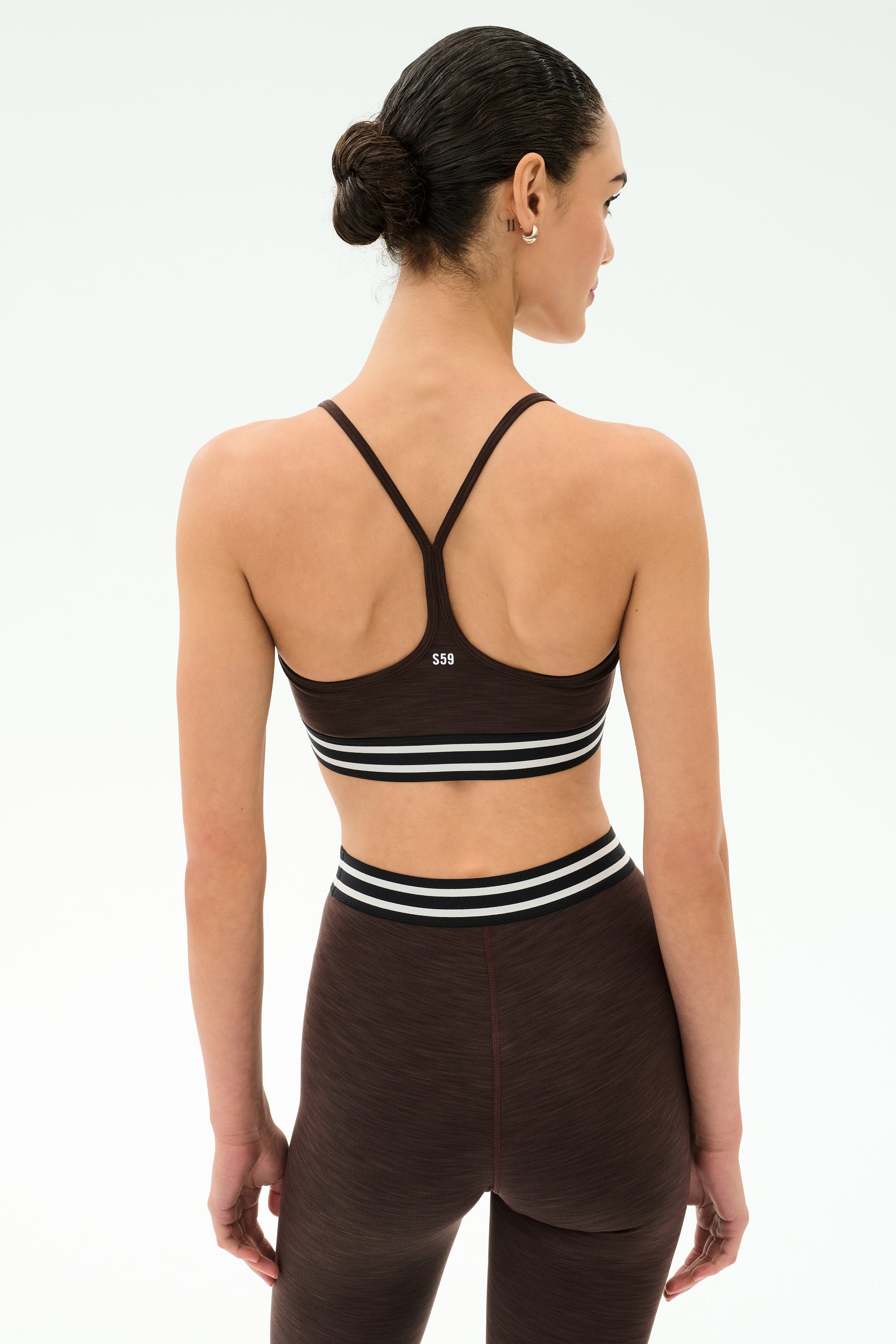 Cali Active Rib Bra - Heather Dark Chocolate