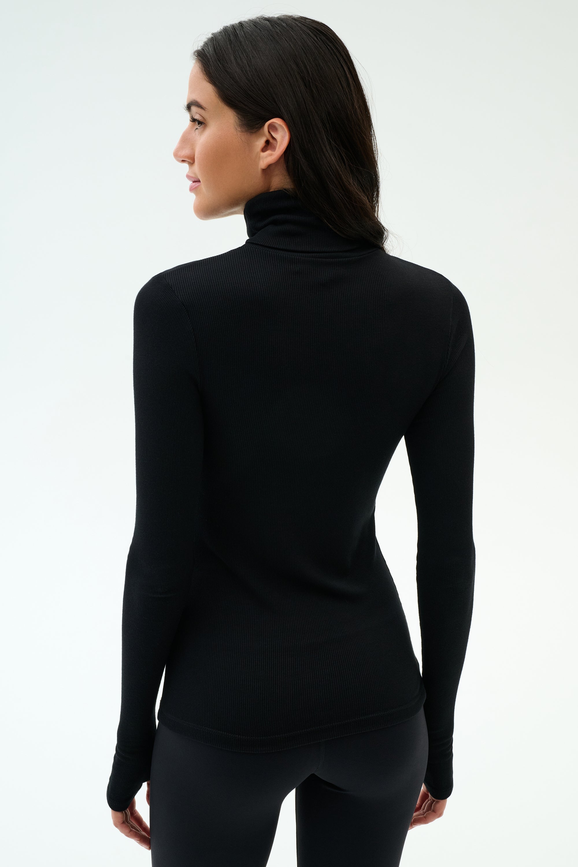 Lennon Rib Turtleneck - Black/White