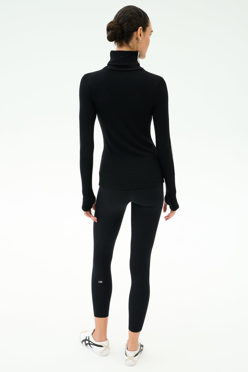 Jackson Rib Full Length Turtleneck - Black/White