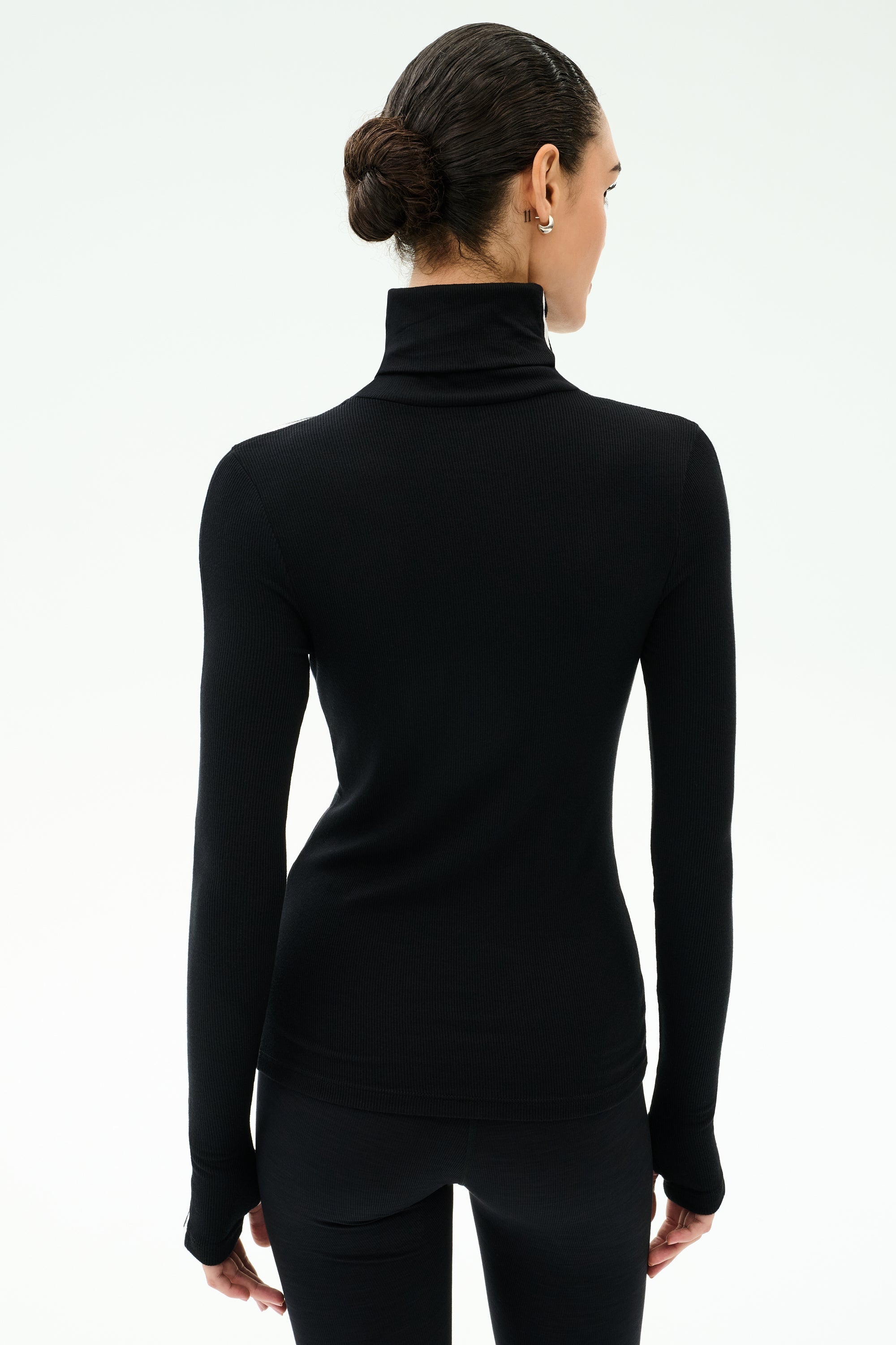 Jackson Rib Full Length Turtleneck - Black/White
