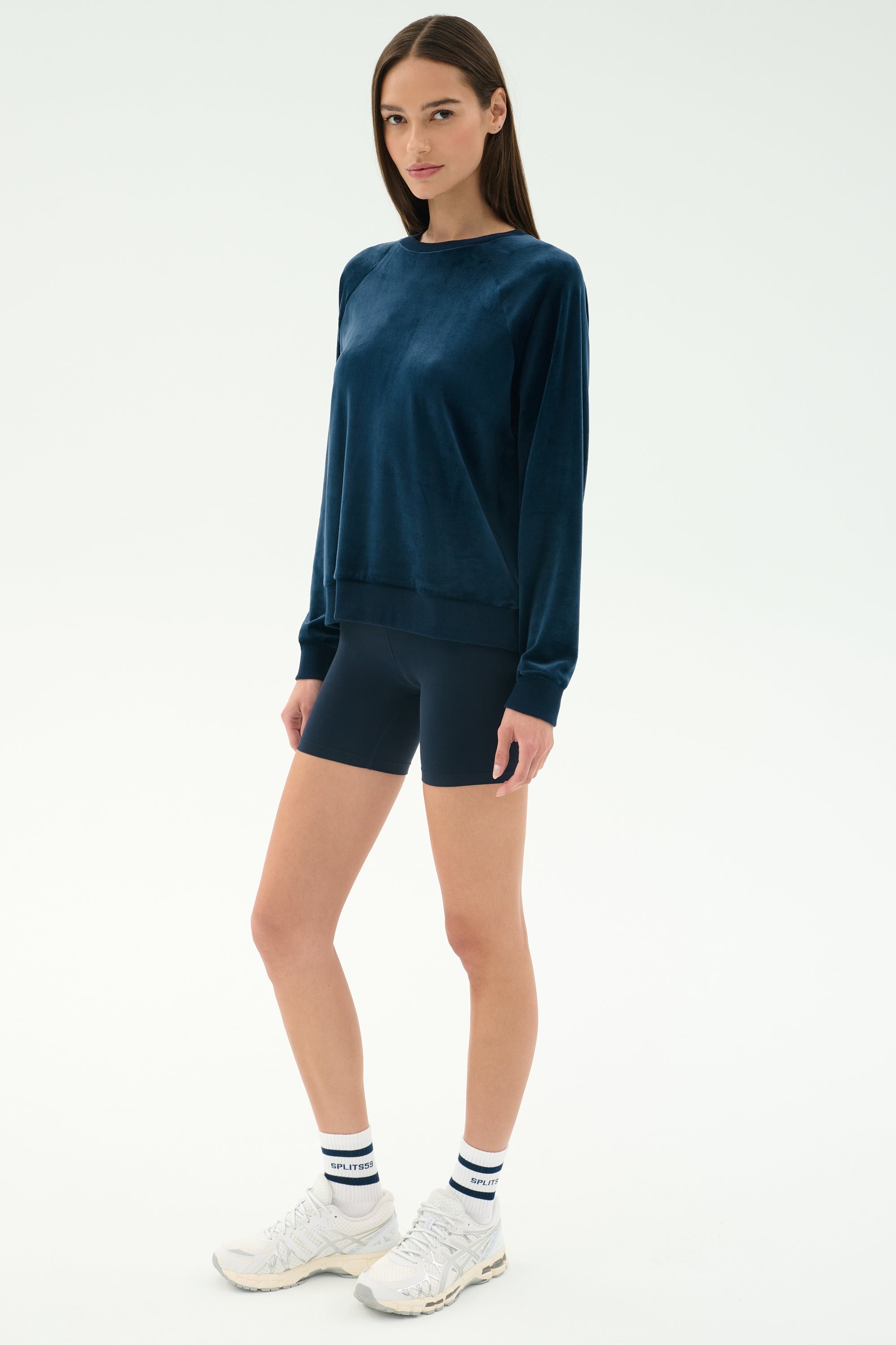 Joy Velour Crewneck - Indigo
