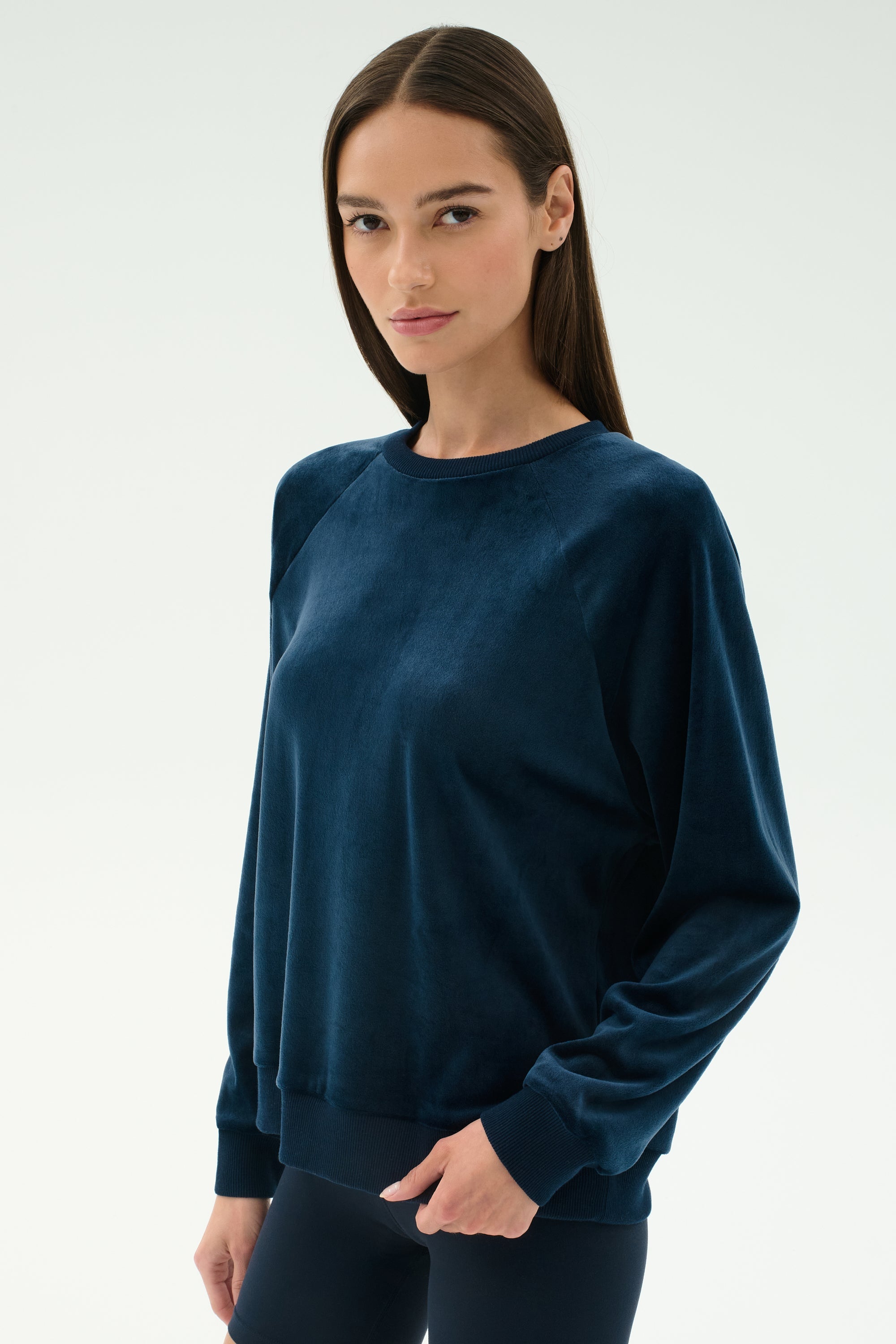 Joy Velour Crewneck - Indigo