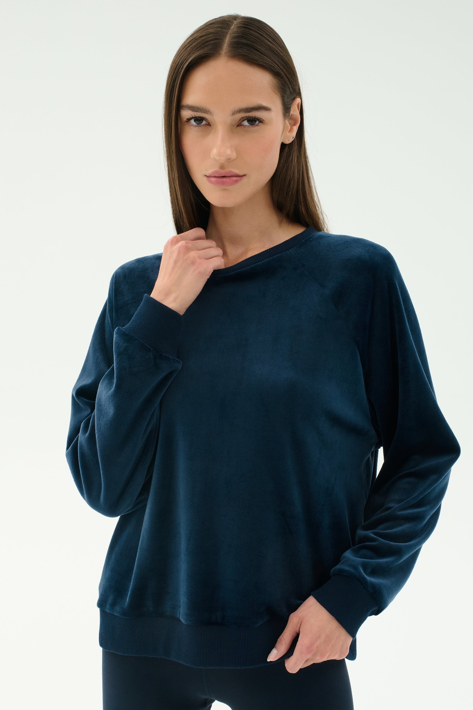Joy Velour Crewneck - Indigo