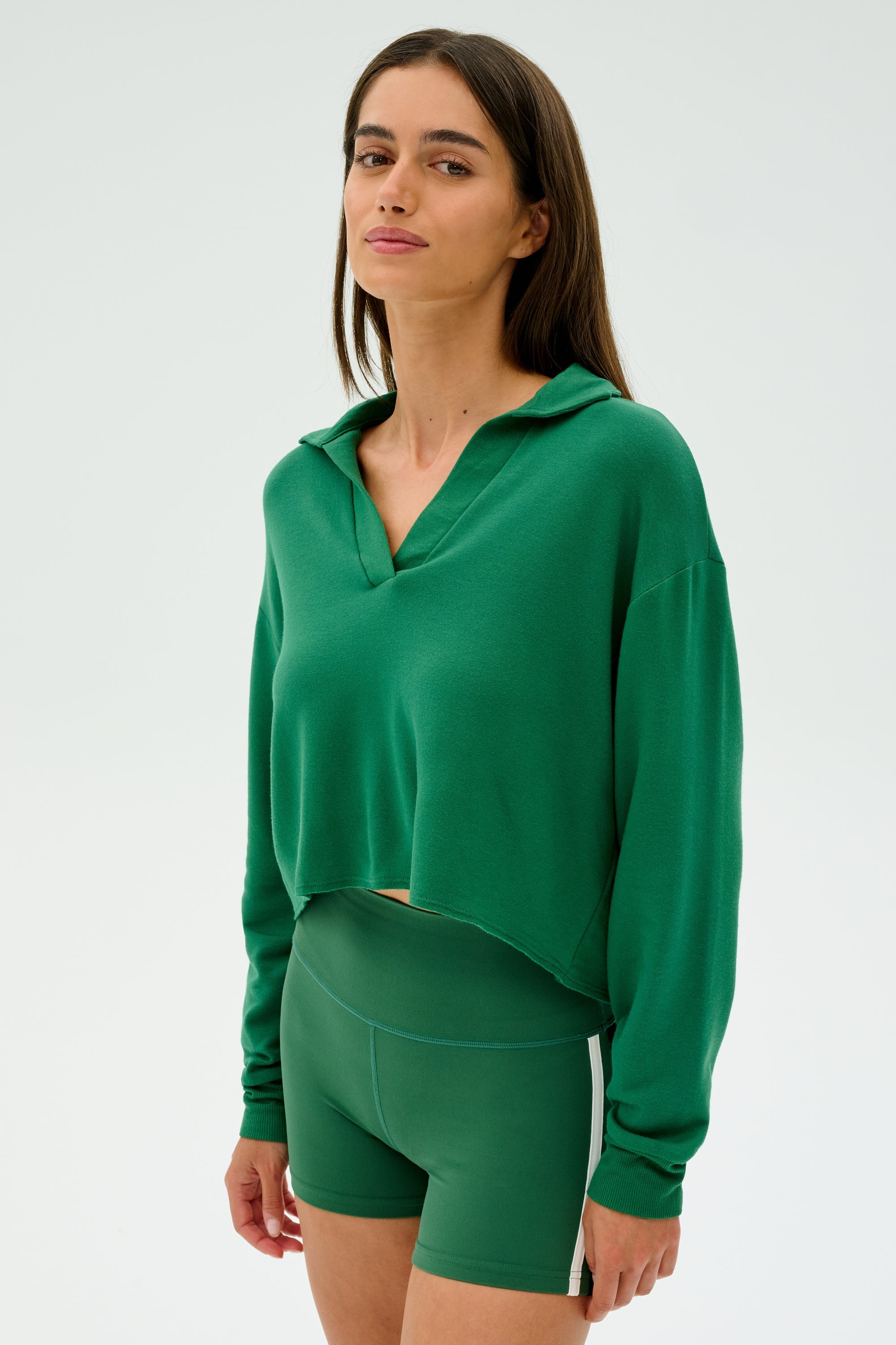 Joan Fleece Polo Sweatshirt - Arugula