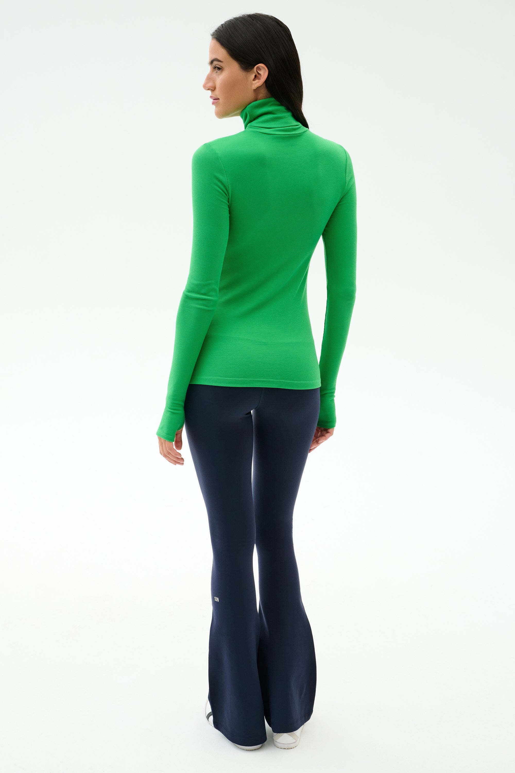 Lennon Rib Turtleneck - Grass/Indigo