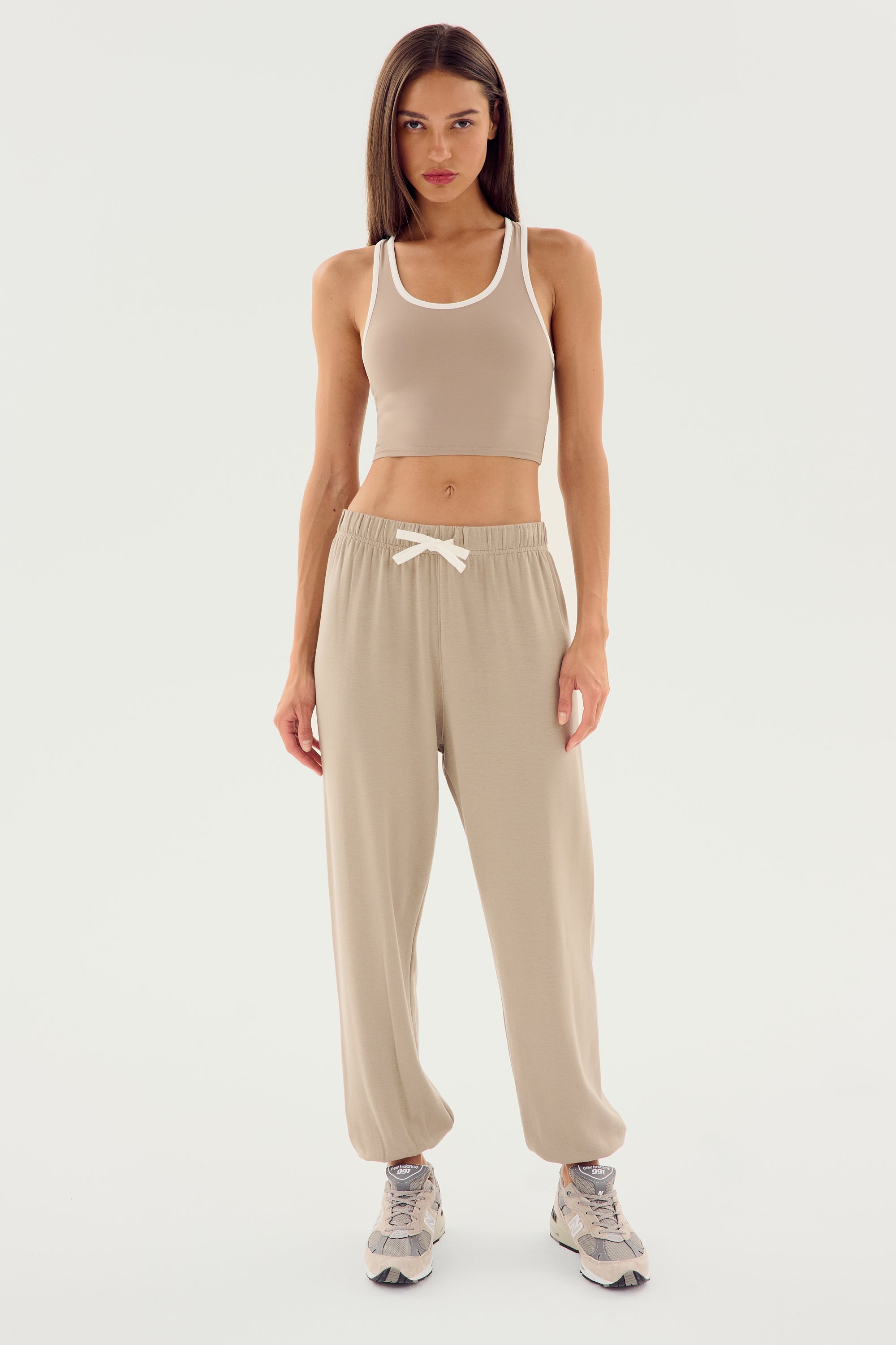 Andie Oversized Fleece Sweatpant - Latte