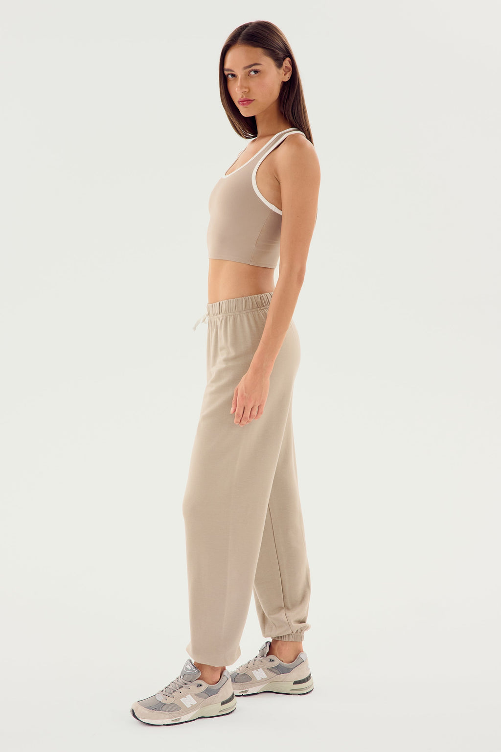 Andie Oversized Fleece Sweatpant - Latte