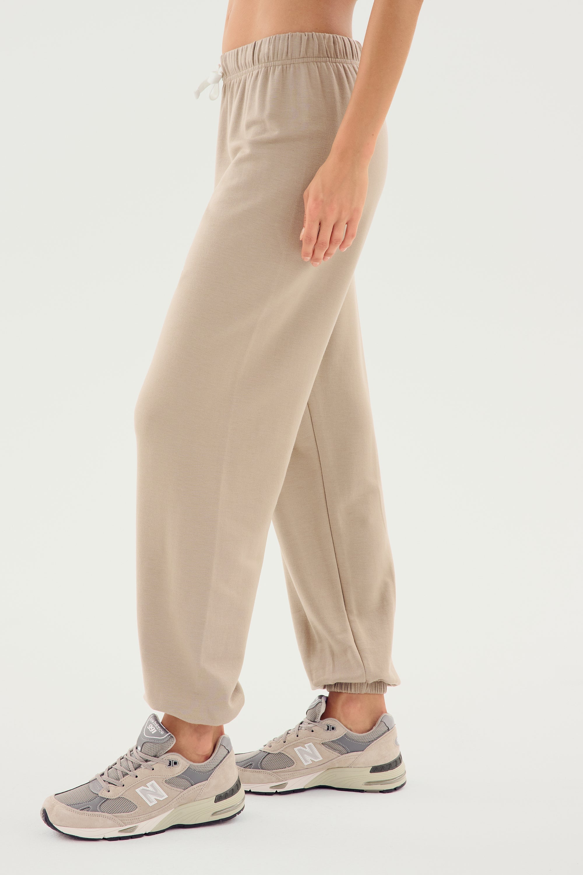 Andie Oversized Fleece Sweatpant - Latte