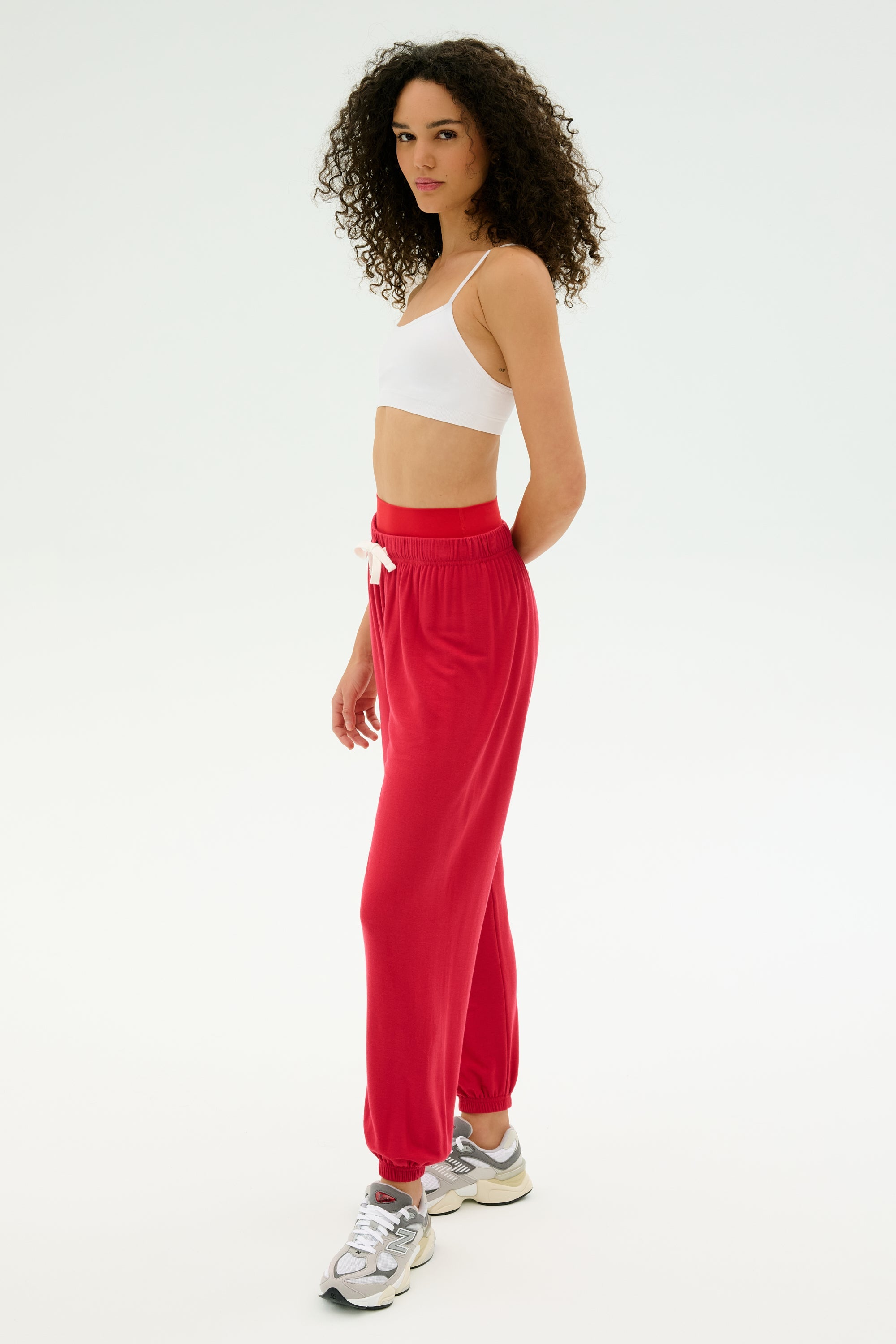 Andie Oversized Fleece Sweatpant - Pirate Red