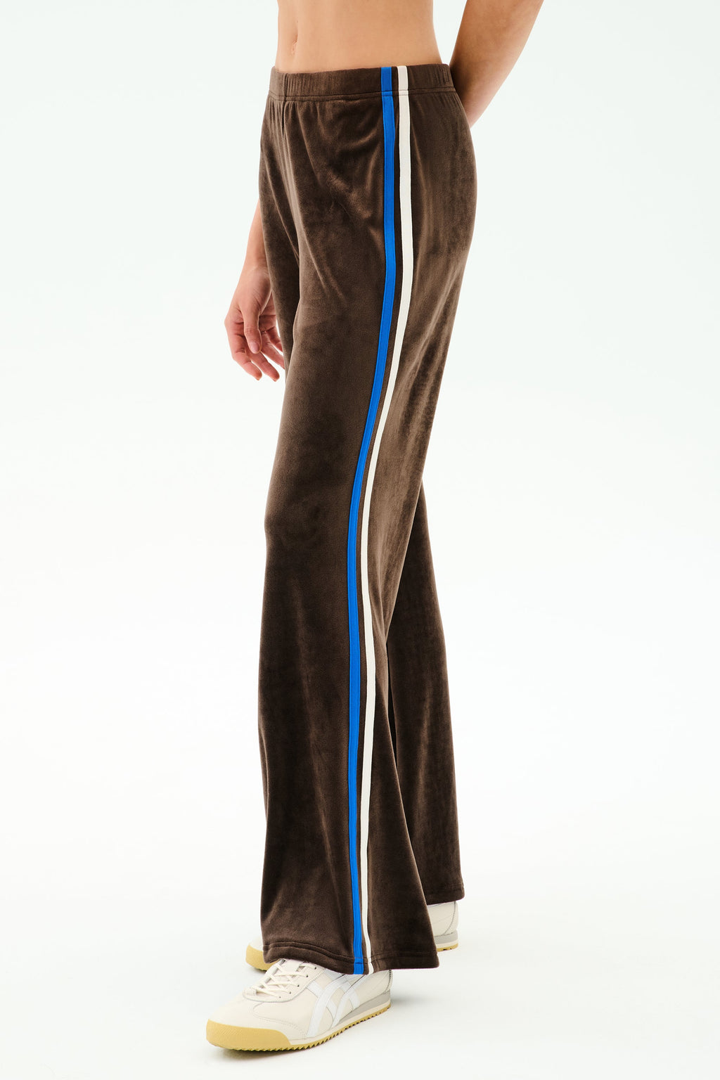 Heritage Velour Pant - Dark Chocolate/Classic Blue
