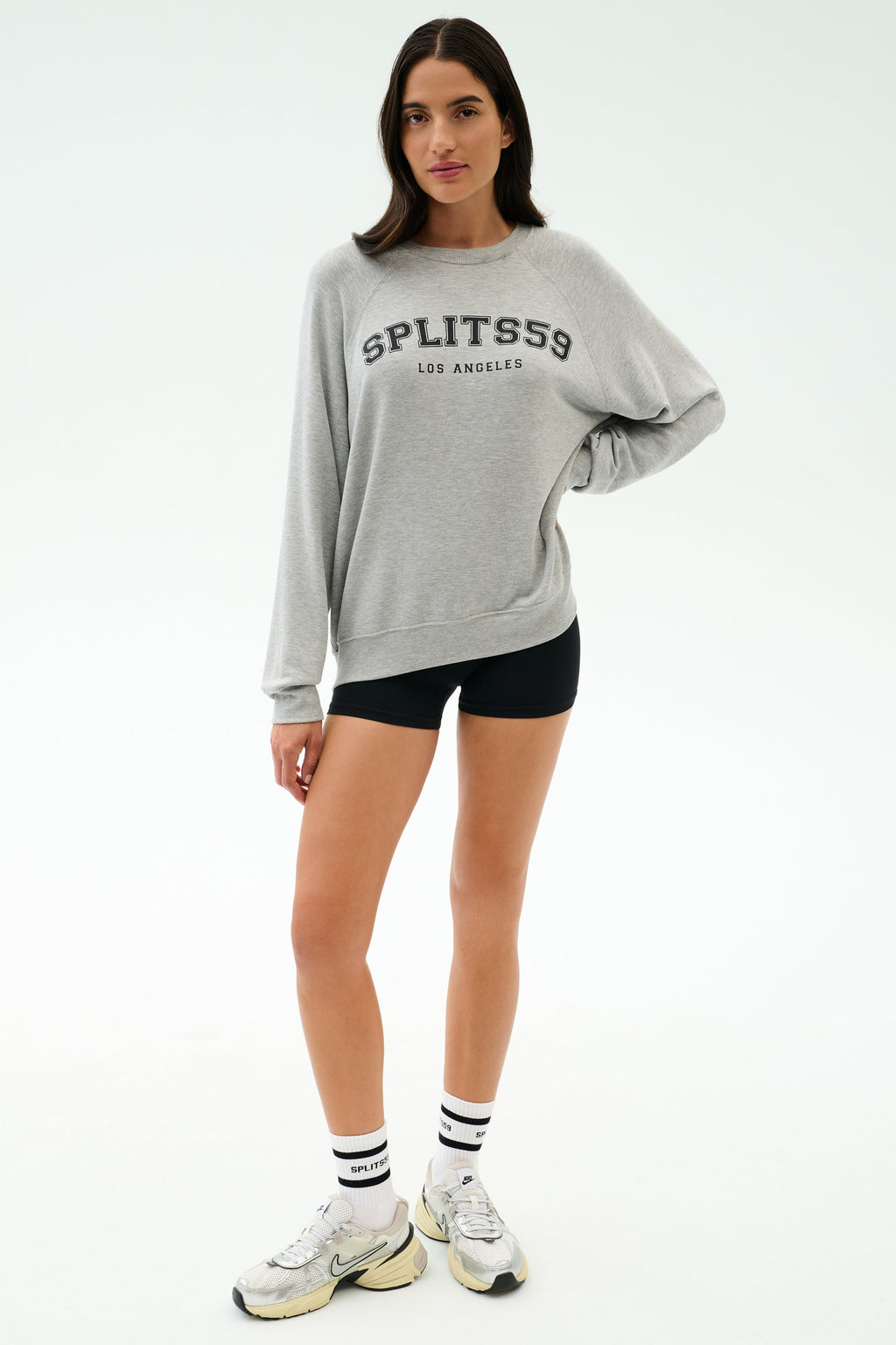 Andie Oversized Fleece Varsity Graphic Sweatshirt - Heather Grey/Splits59 Los Angeles