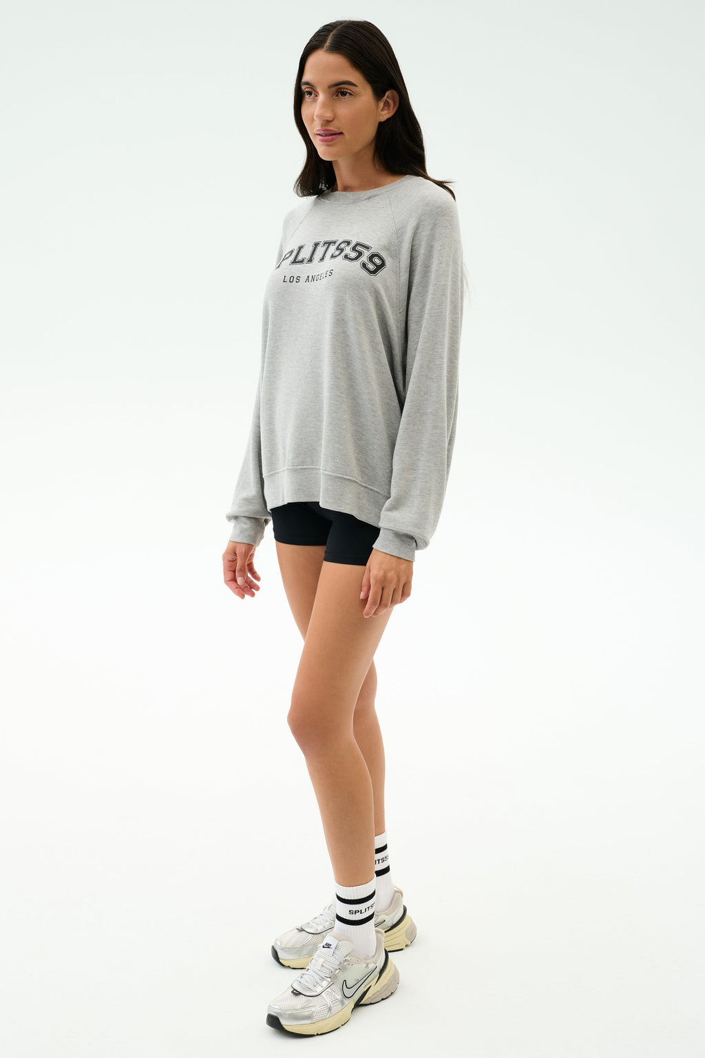 Andie Oversized Fleece Varsity Graphic Sweatshirt - Heather Grey/Splits59 Los Angeles