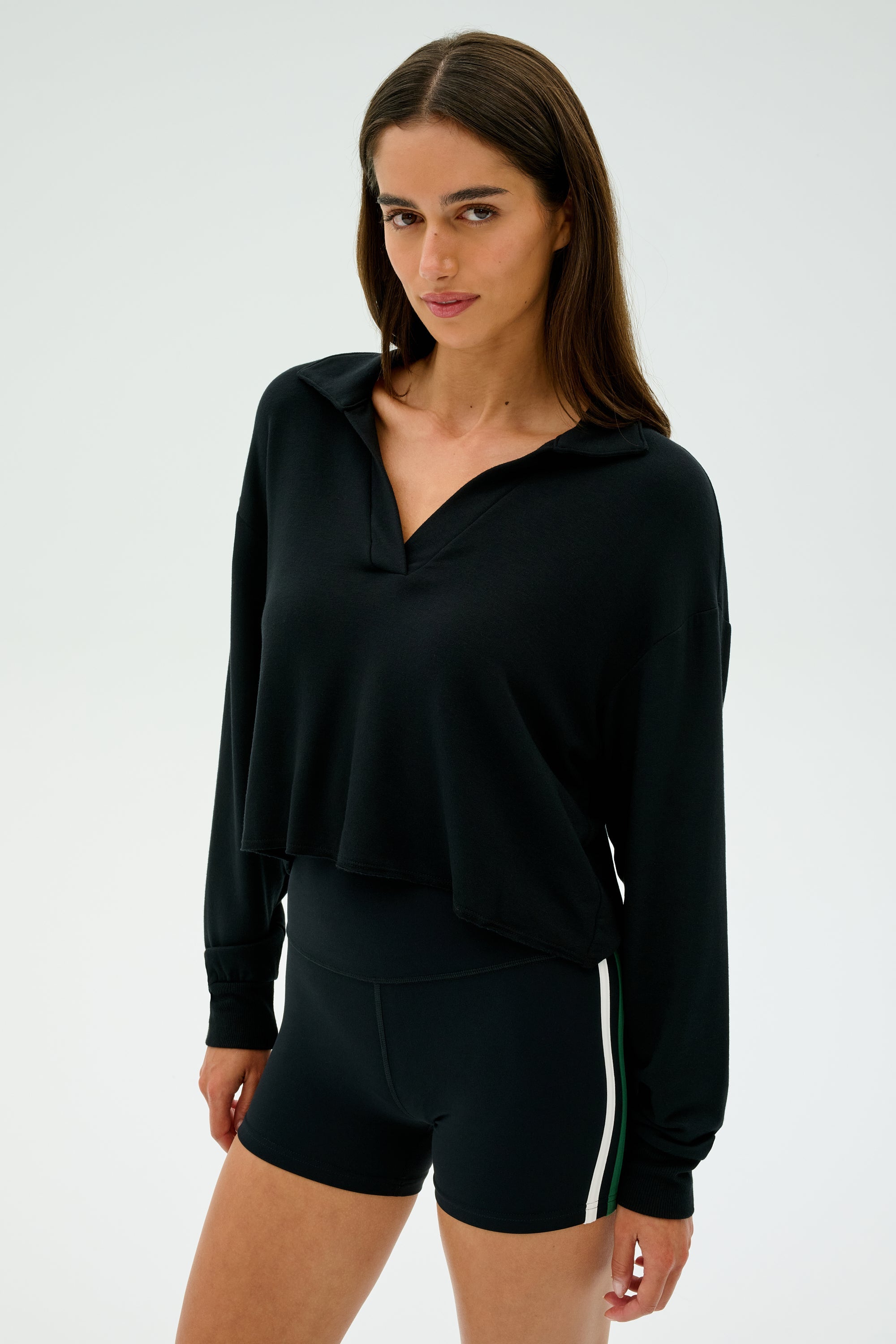 Joan Fleece Polo Sweatshirt - Black