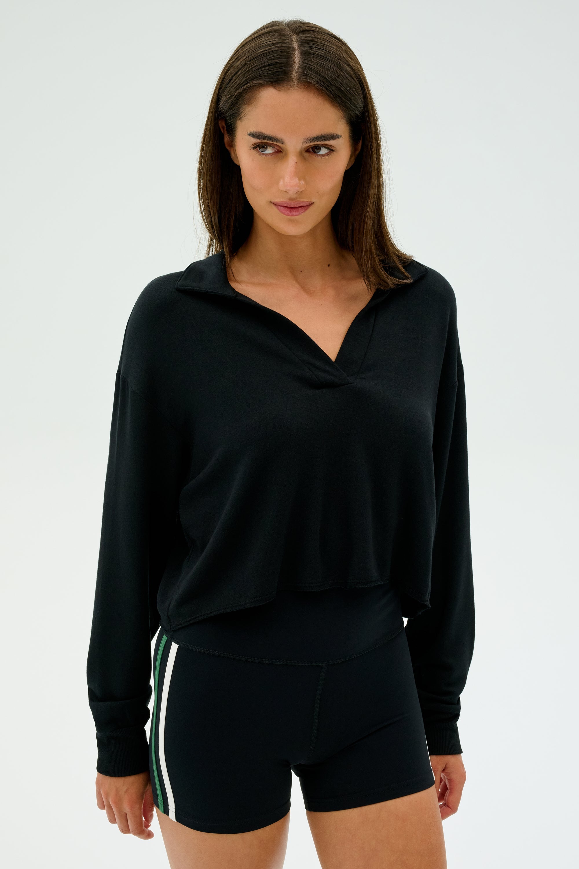 Joan Fleece Polo Sweatshirt - Black