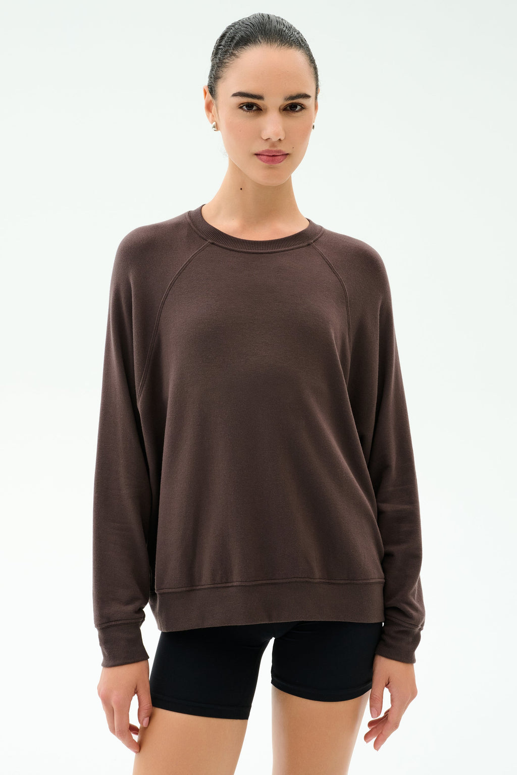 Andie Oversized Fleece Sweashirt - Dark Chocolate