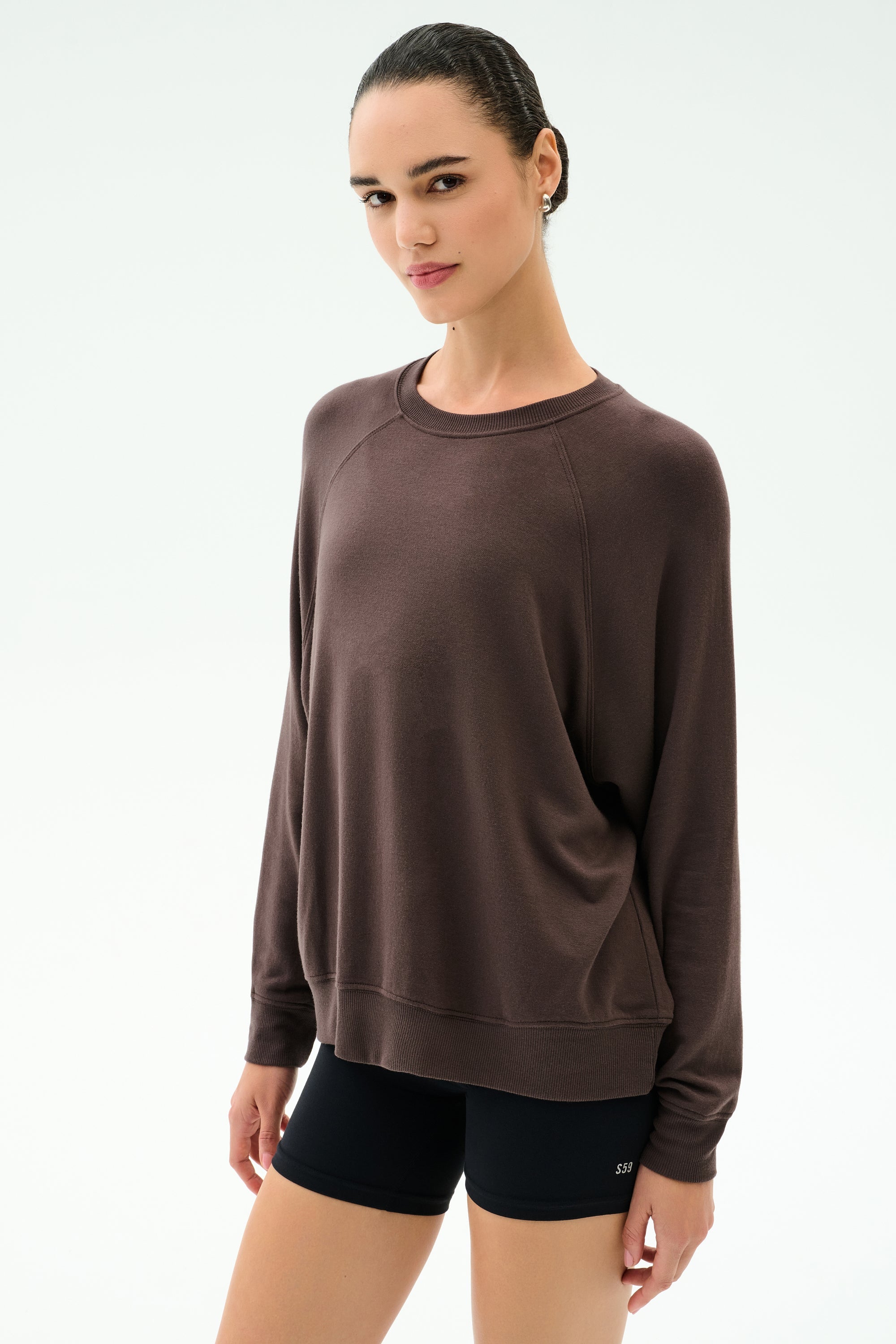 Andie Oversized Fleece Sweashirt - Dark Chocolate