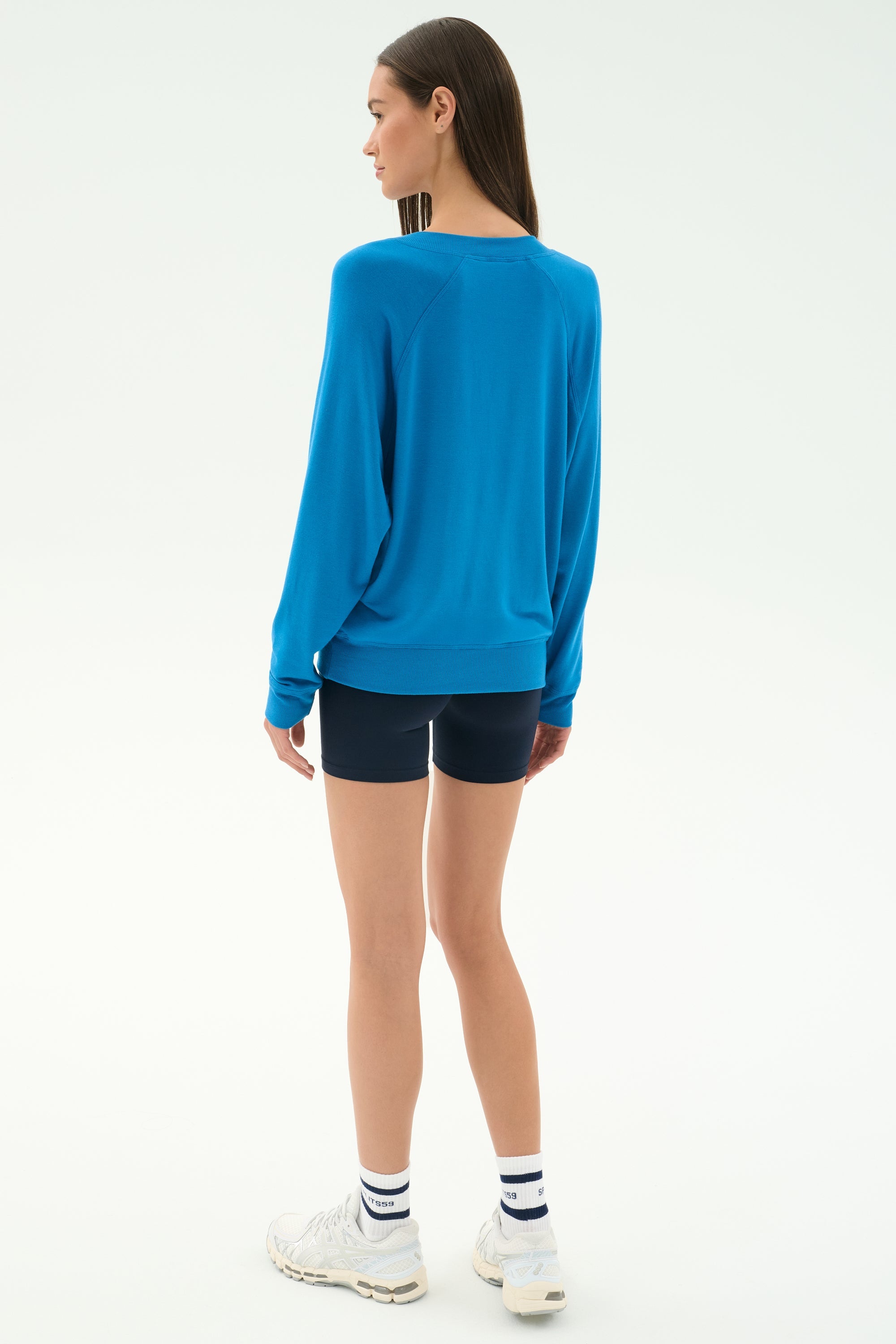 Bennie Fleece V Neck Sweatshirt - Stone Blue