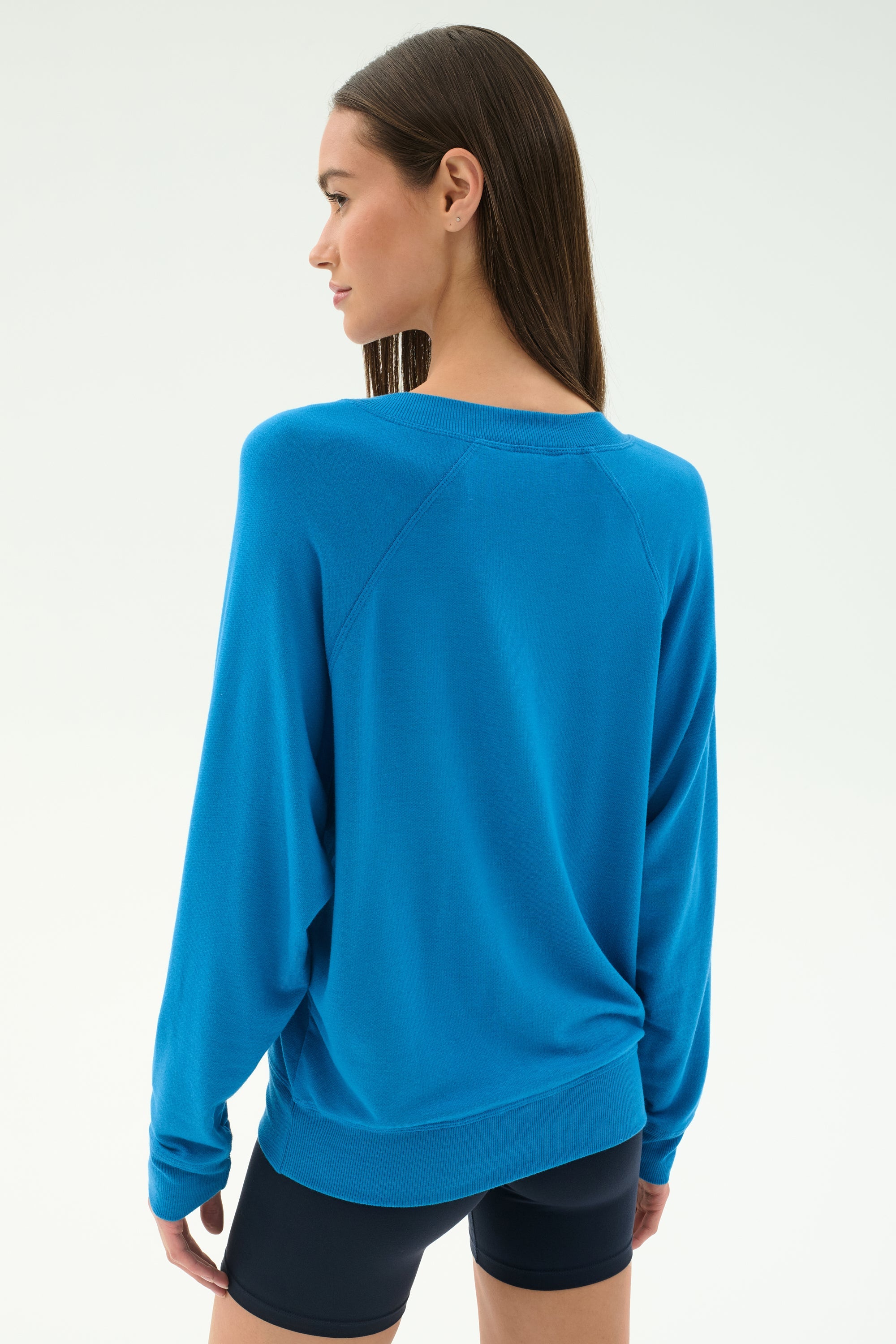Bennie Fleece V Neck Sweatshirt - Stone Blue