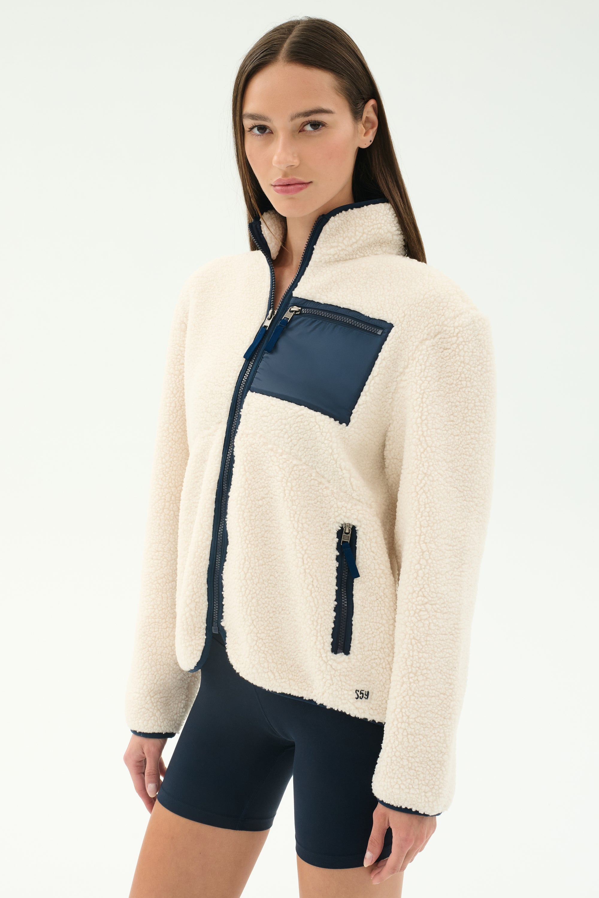 Harris Sherpa Jacket - Creme/Indigo