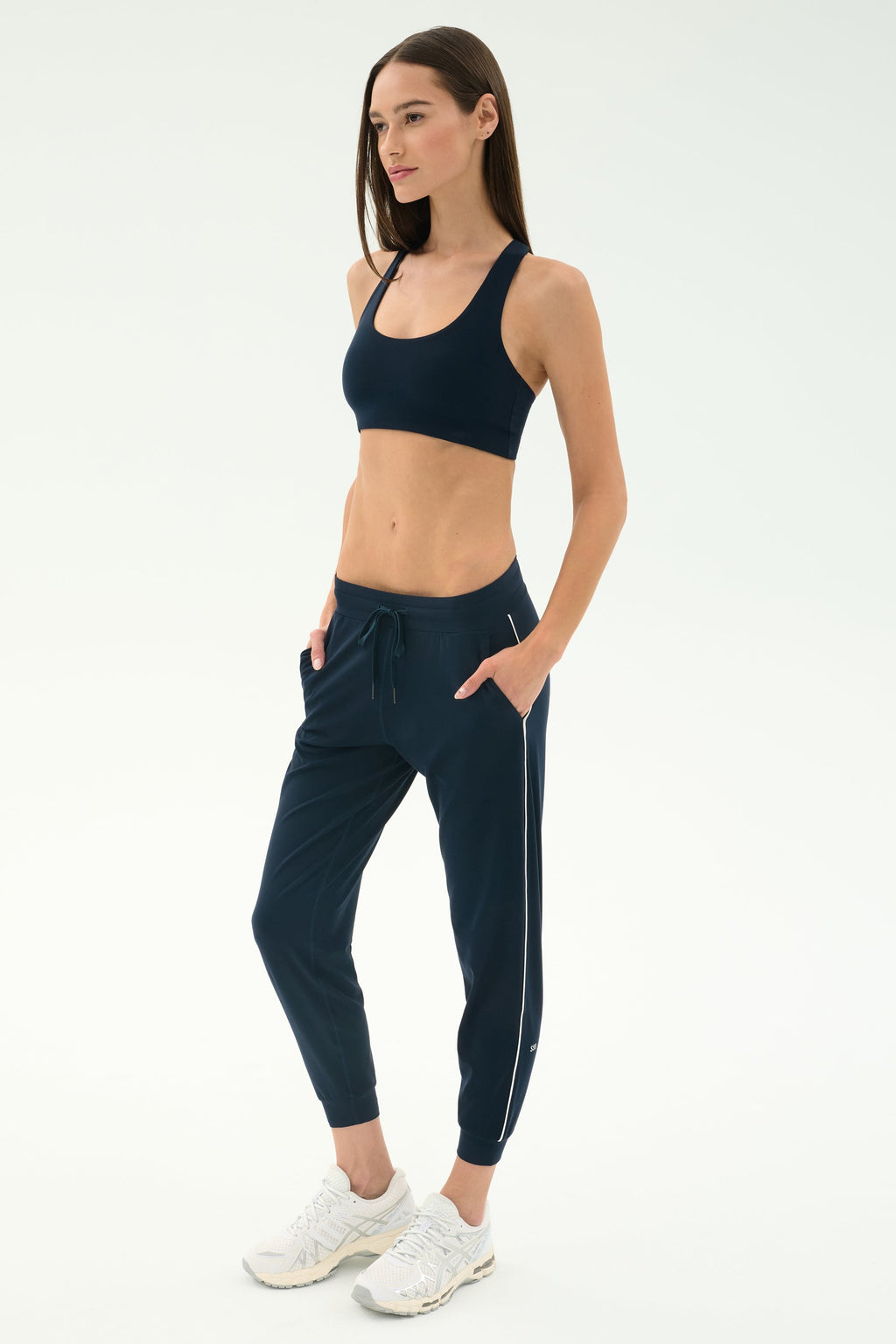 Airweight Jogger 7/8 with Piping - Indigo/White