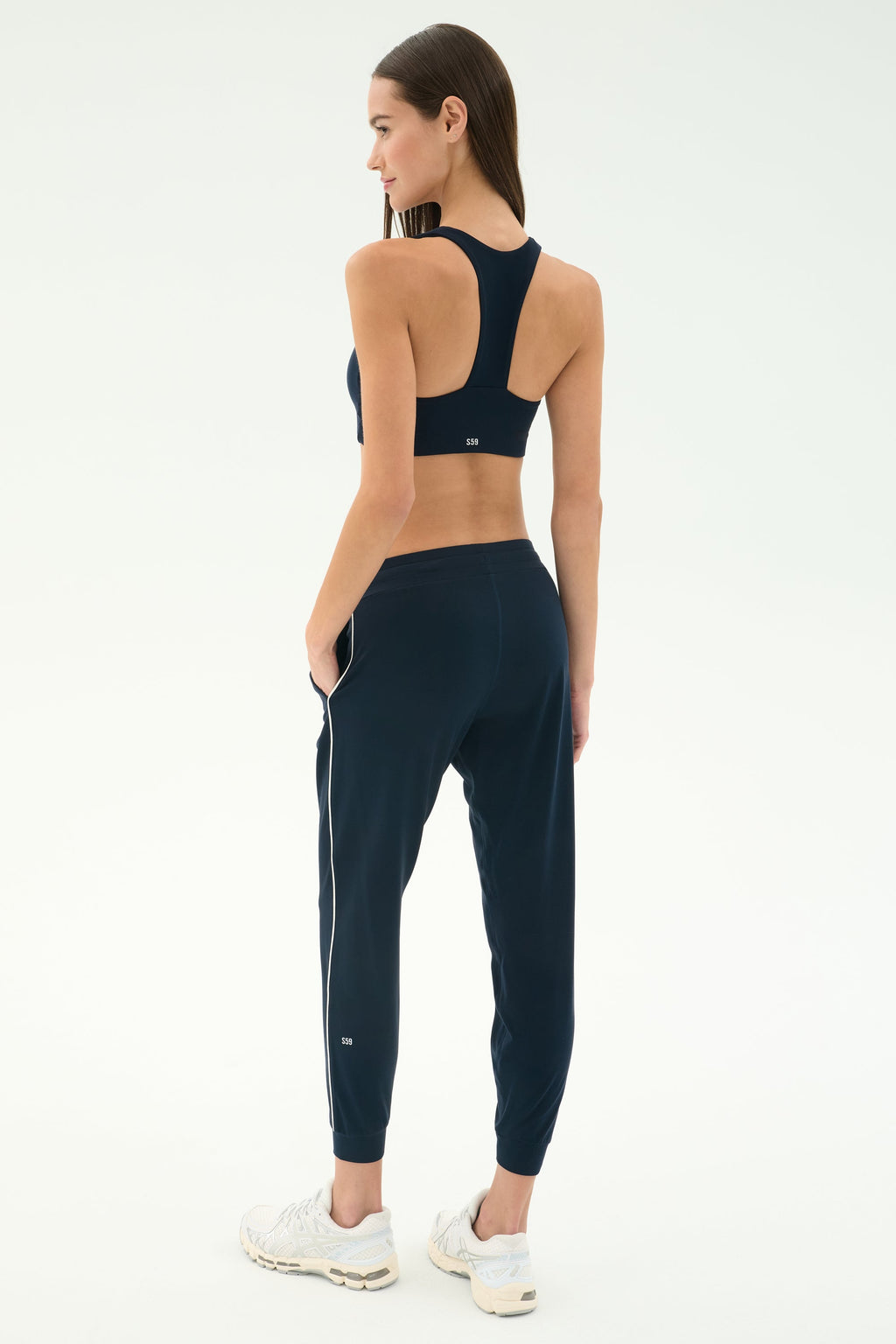 Airweight Jogger 7/8 with Piping - Indigo/White