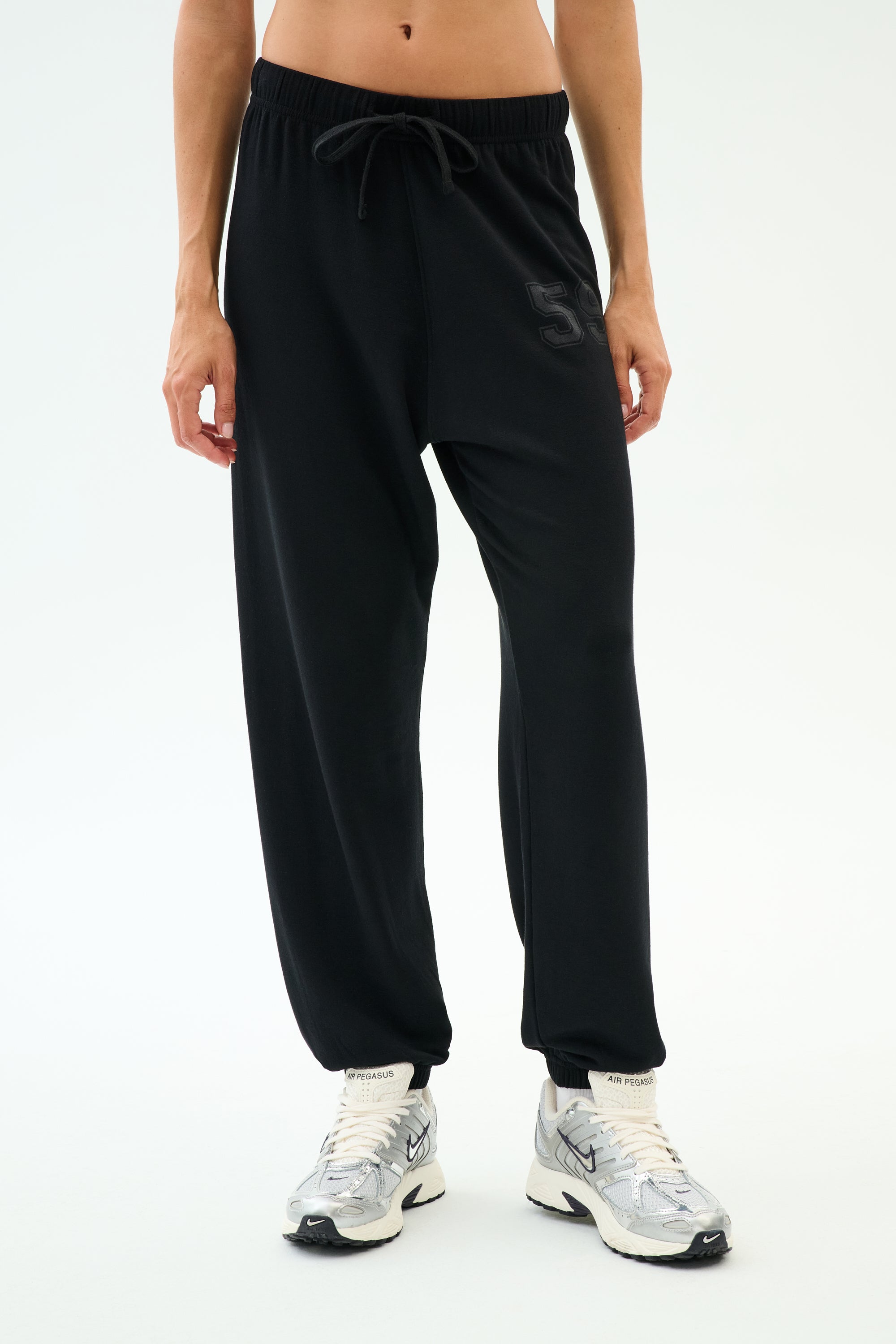 Andie Oversized Fleece Varsity 59 Sweatpant - Black/59