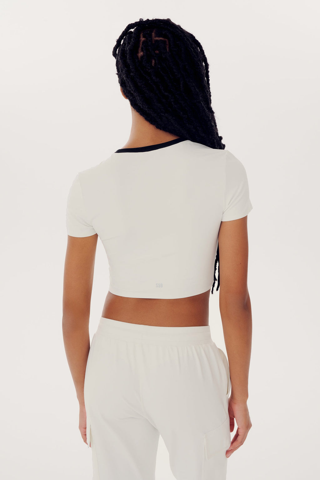 Airweight S/S Crop - White/Black