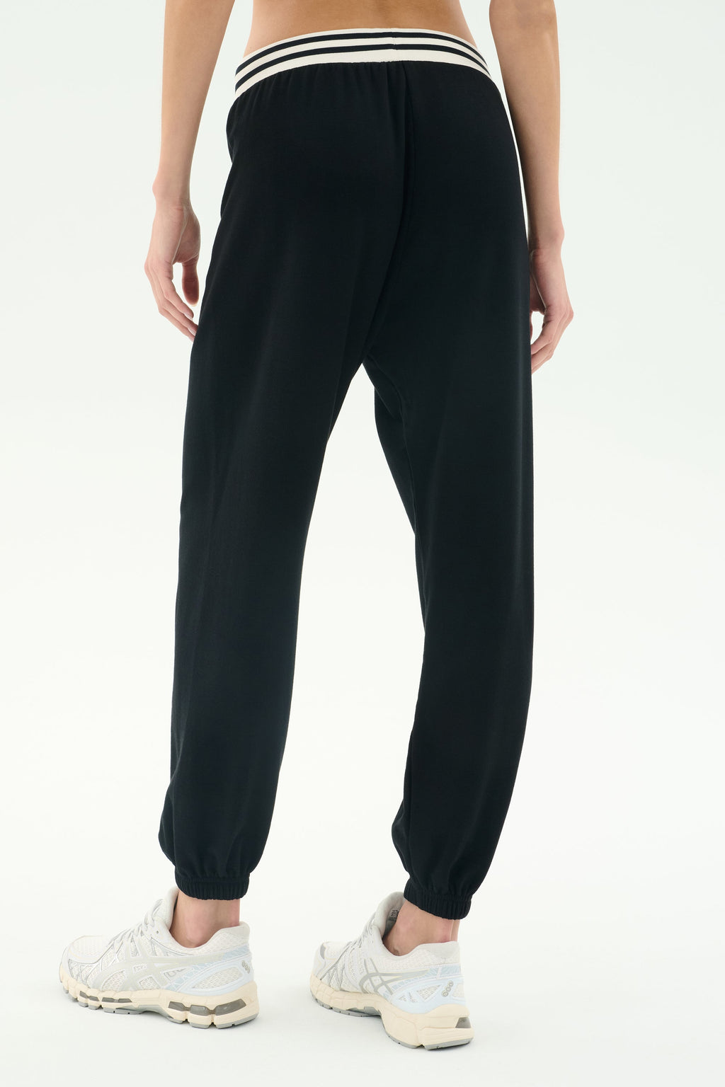 Andie Oversized Fleece Sweatpant W/ Stripe - Black