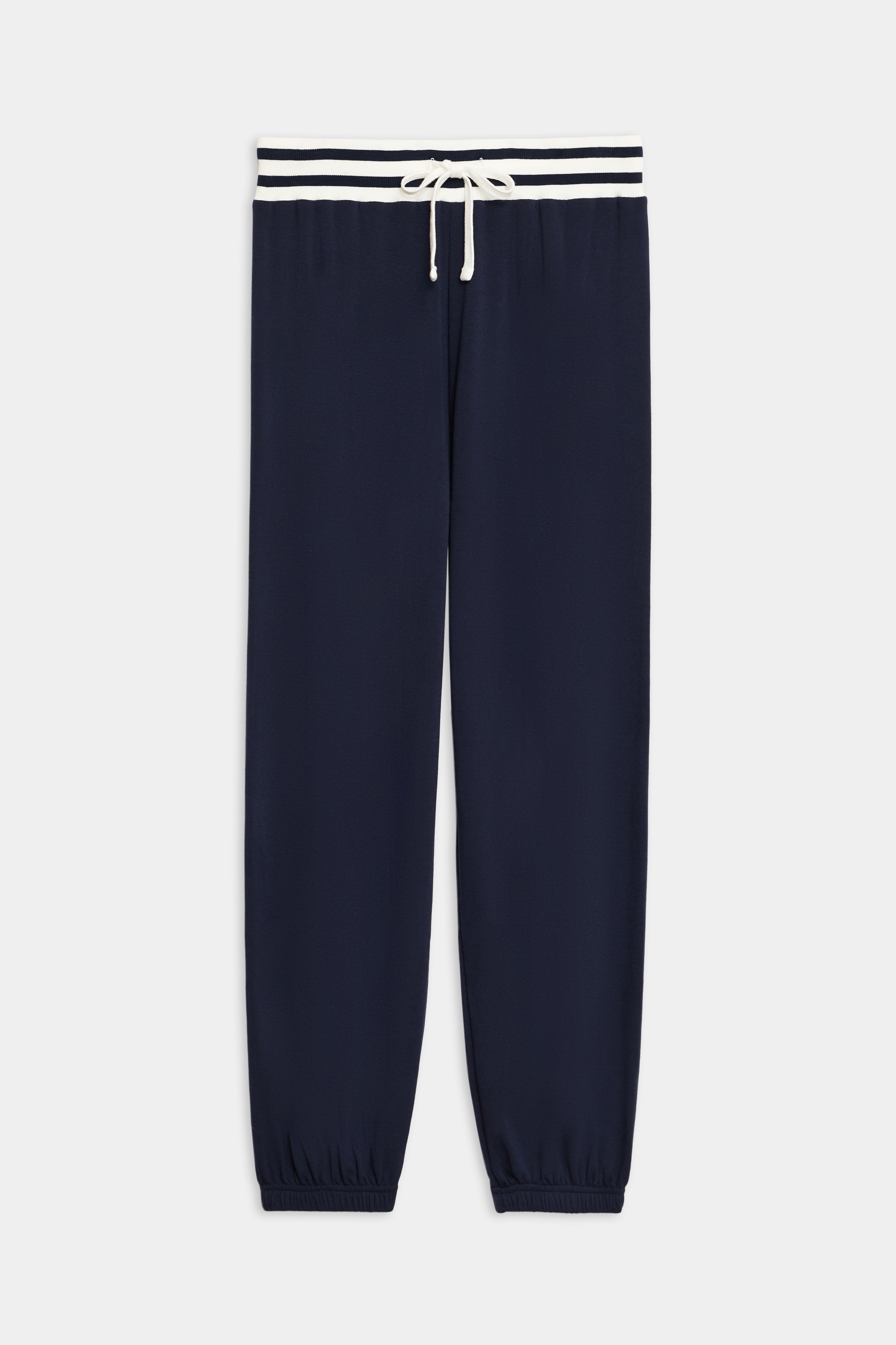Andie Oversized Fleece Sweatpant W/ Stripe - Indigo
