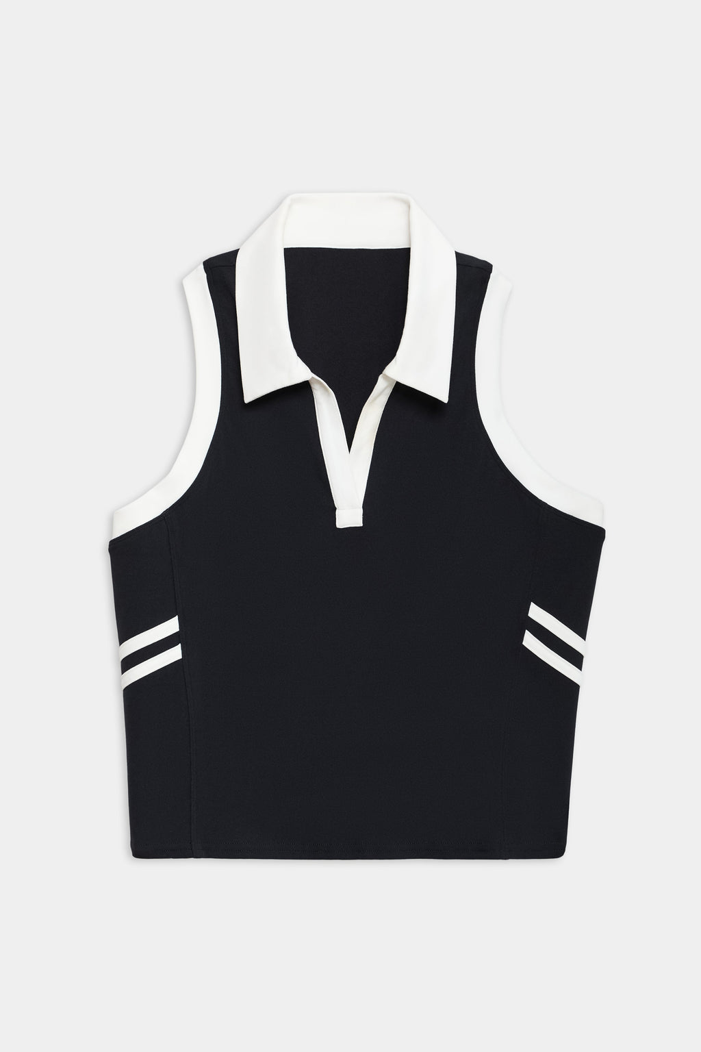 Austin Airweight Crop Polo - Black/White