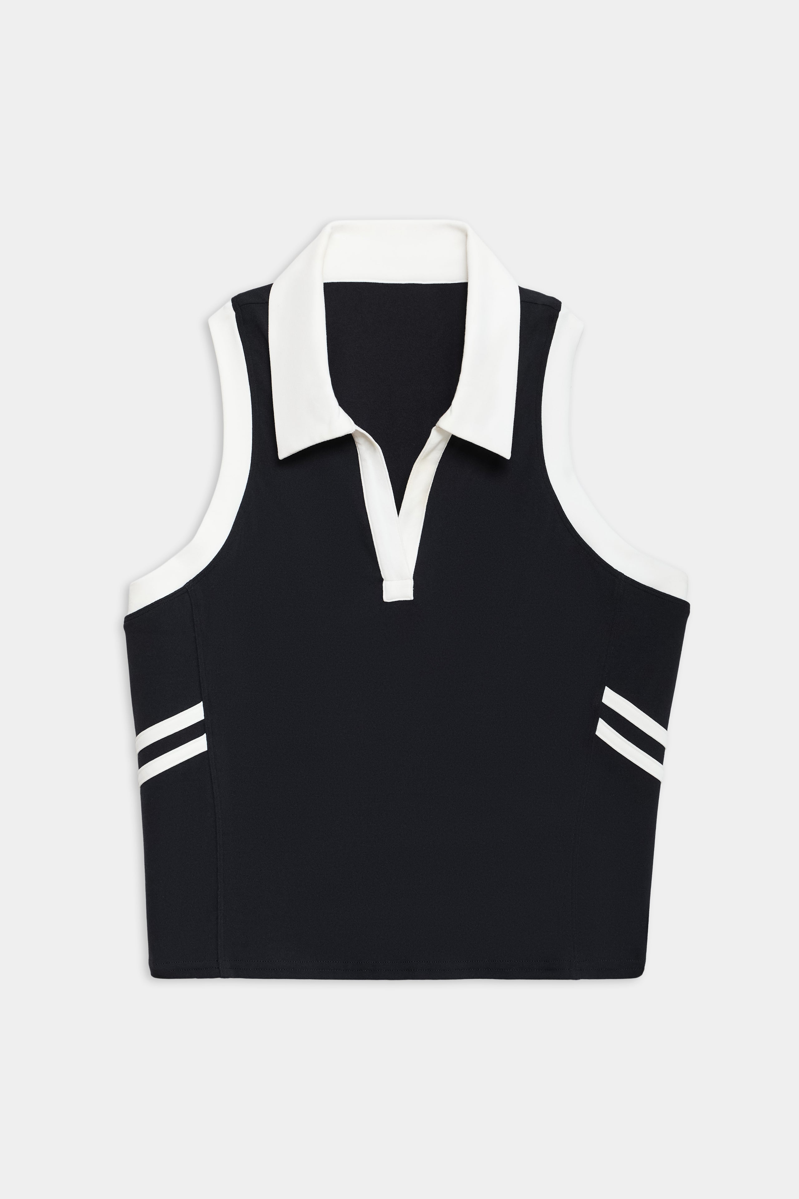 Austin Airweight Crop Polo - Black/White