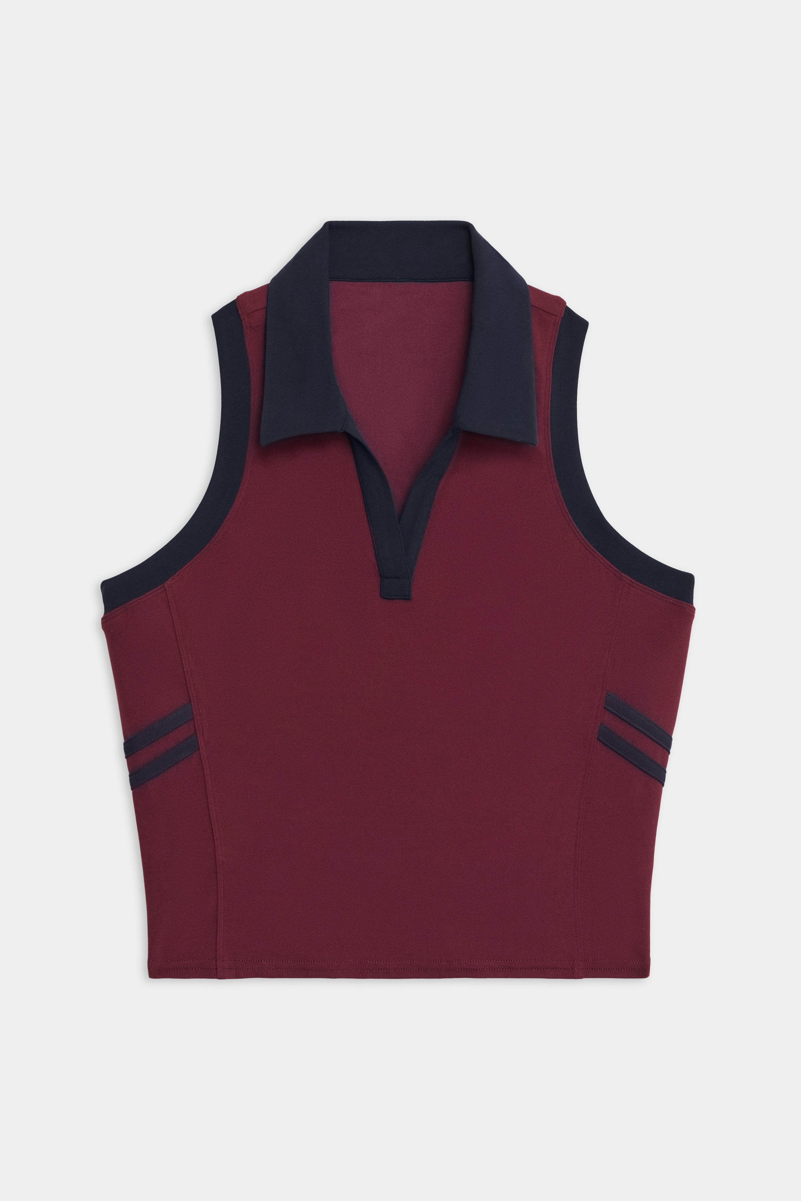 Austin Airweight Crop Polo - Dark Cherry/Indigo