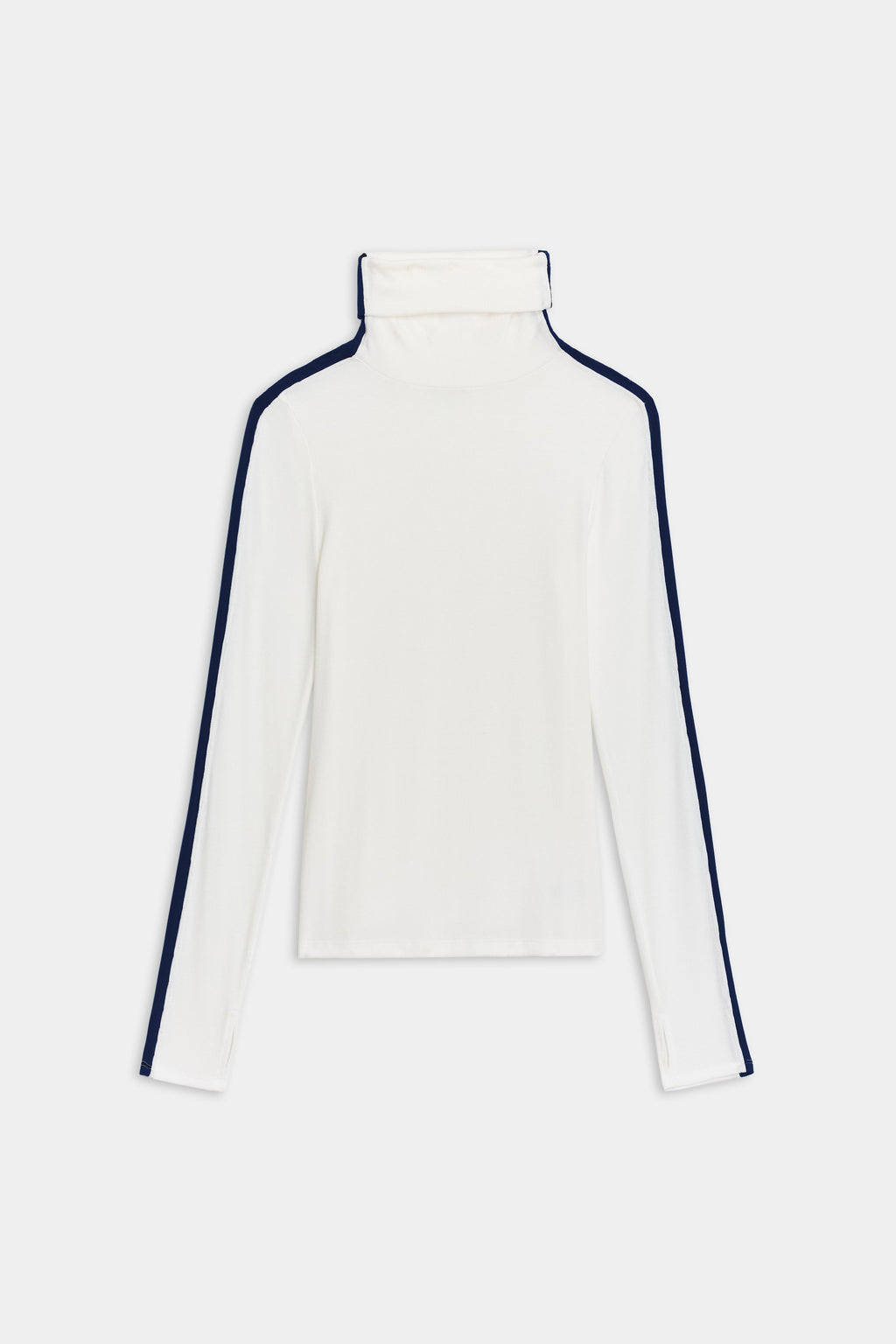 Jackson Rib Full Length Turtleneck - White/Indigo