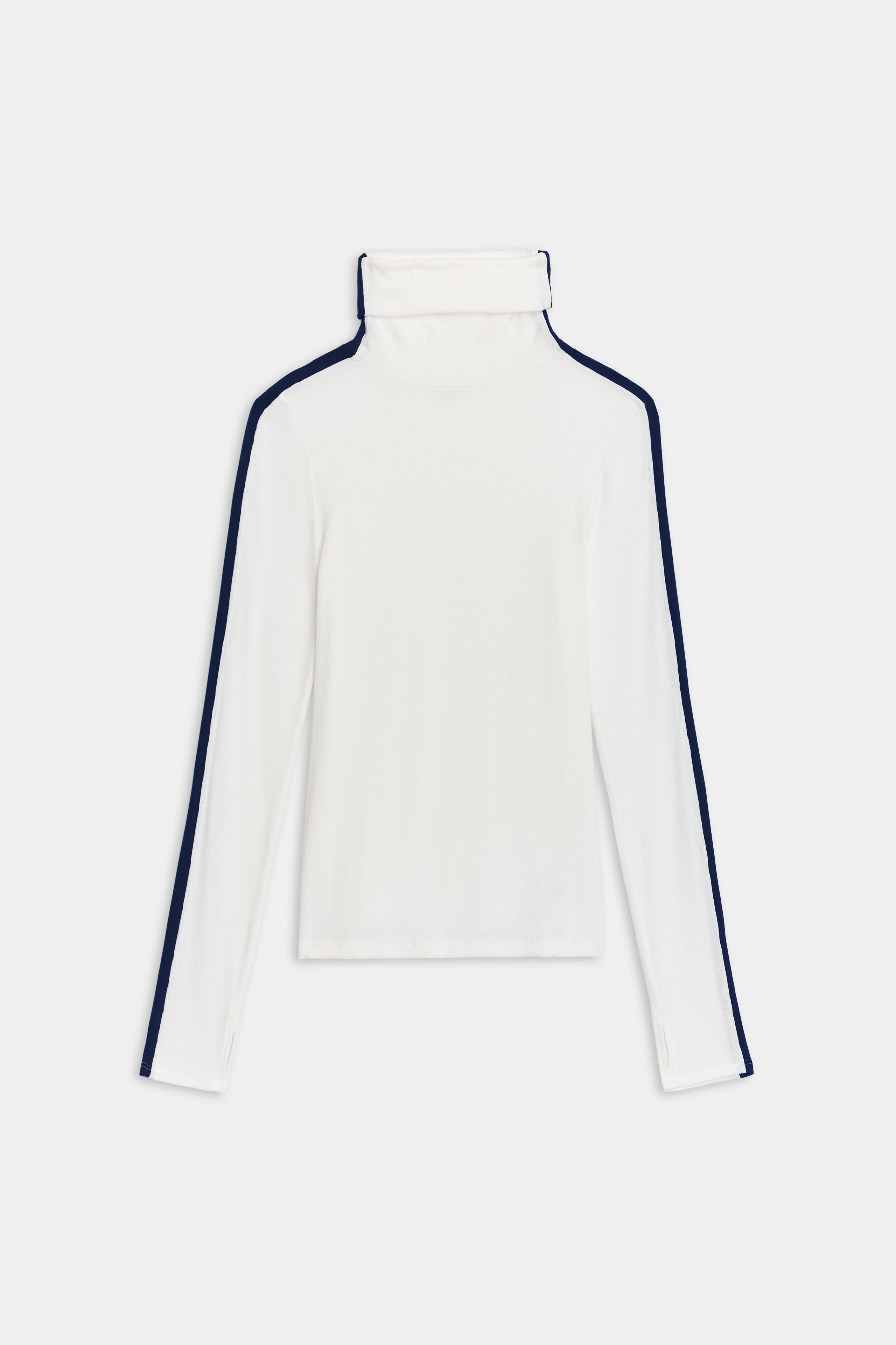 Jackson Rib Full Length Turtleneck - White/Indigo