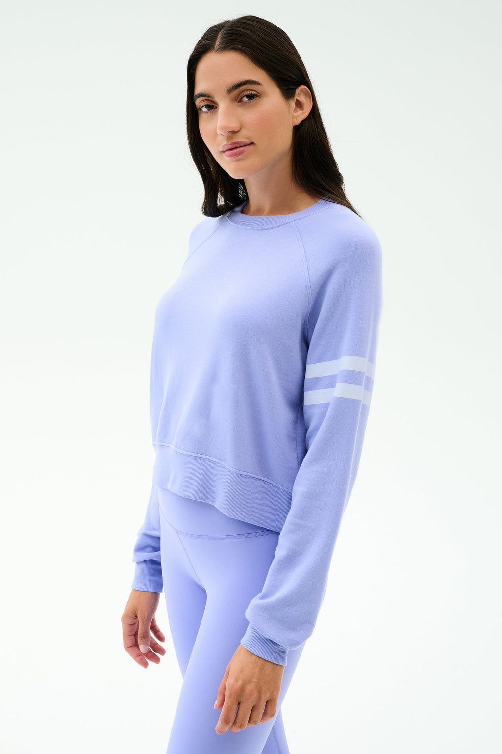 Brooks Stripe Fleece Sweatshirt - Purple Haze/White