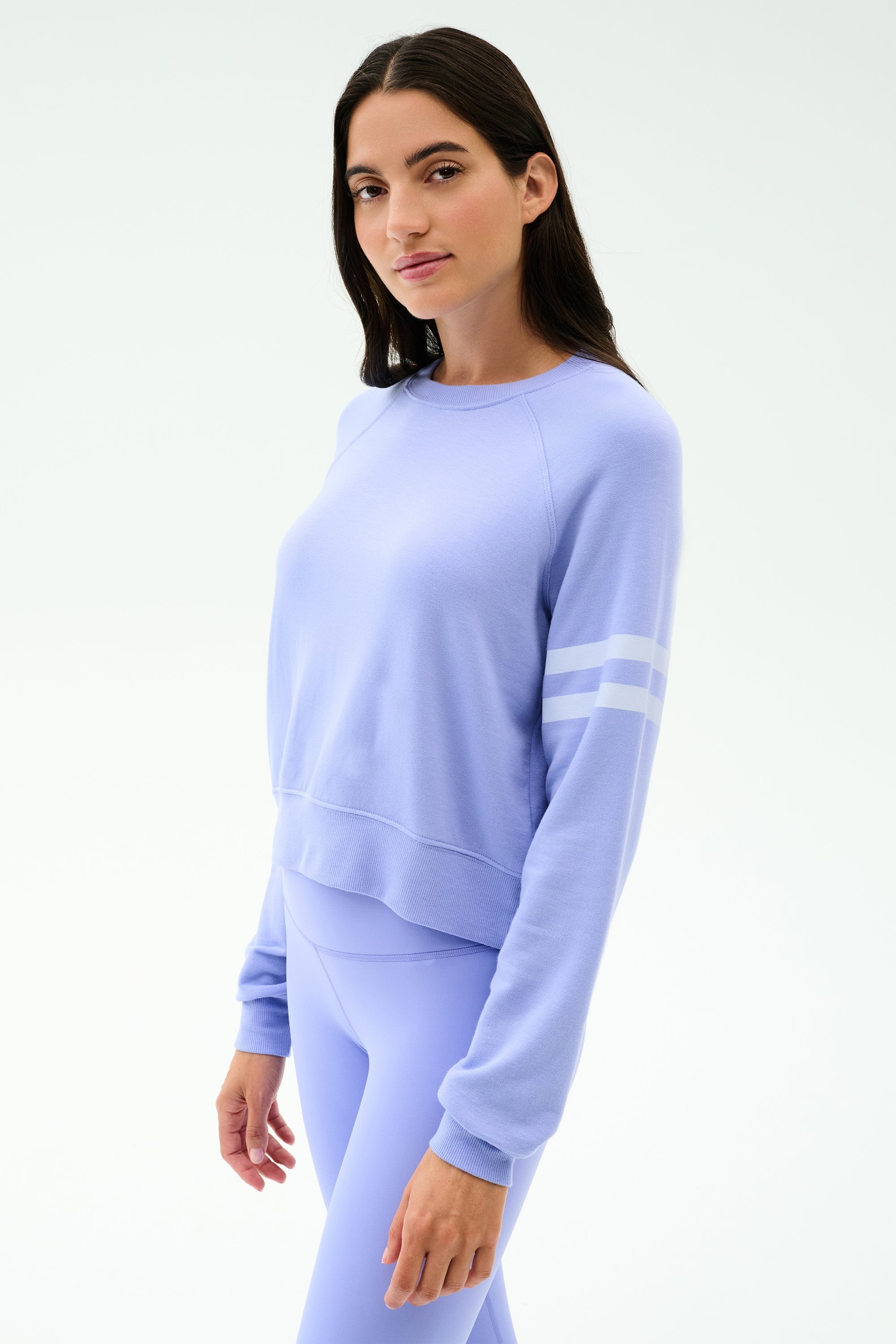 Brooks Stripe Fleece Sweatshirt - Purple Haze/White