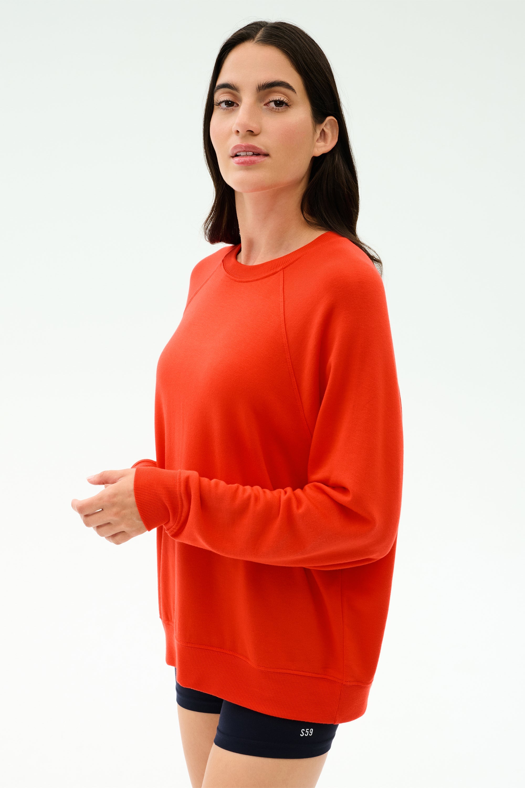 Andie Oversized Fleece Sweashirt - Lotus Red