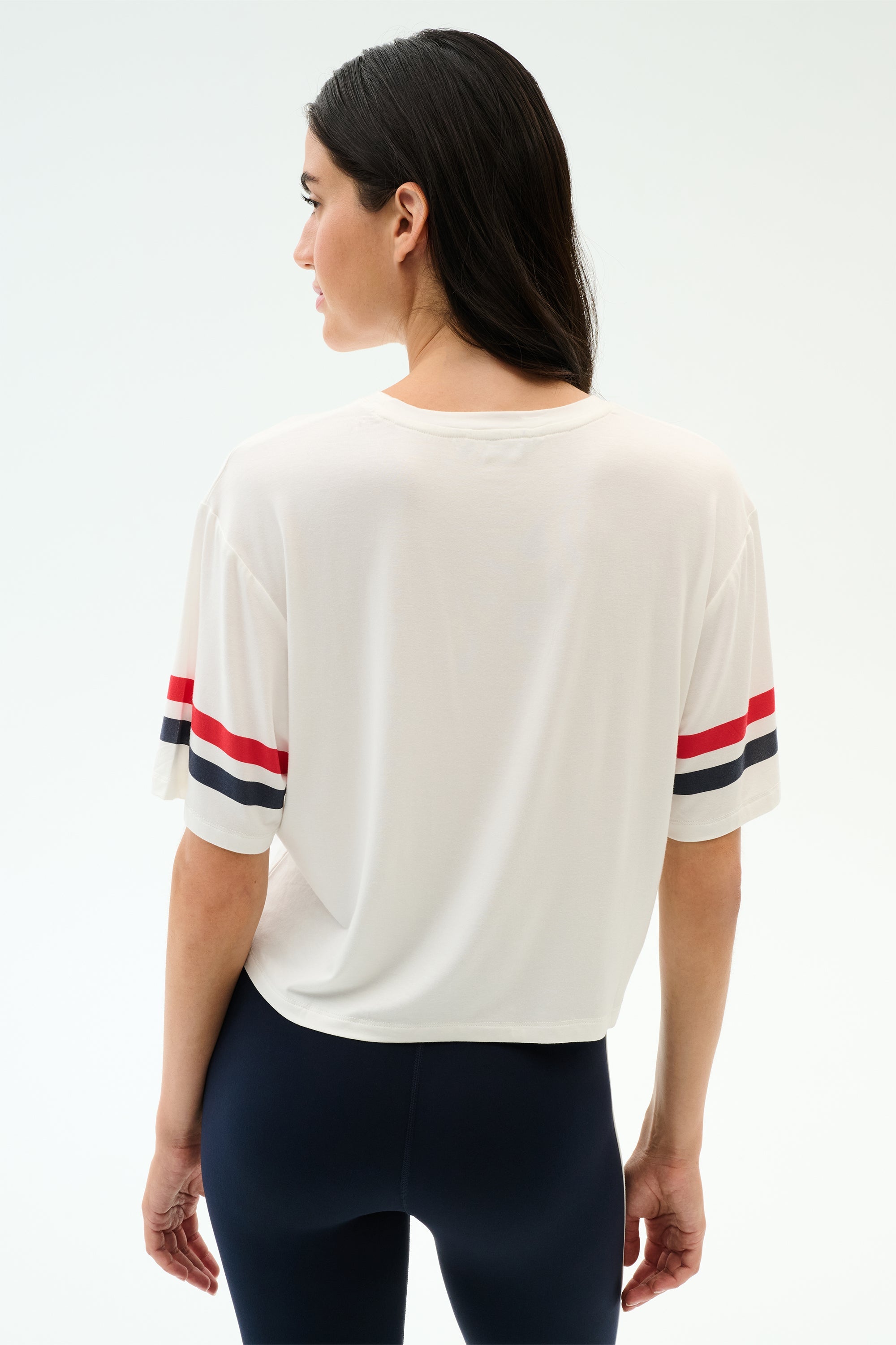 Ava Jersey Tee - White/Indigo