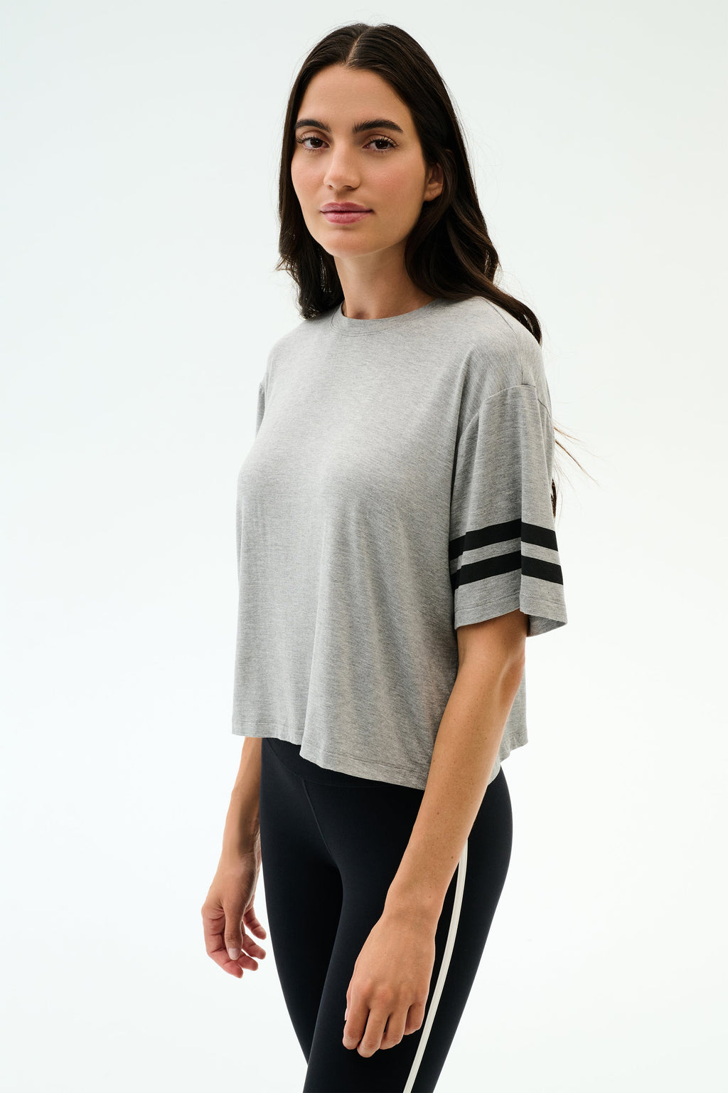Ava Jersey Tee - Heather Grey/Black