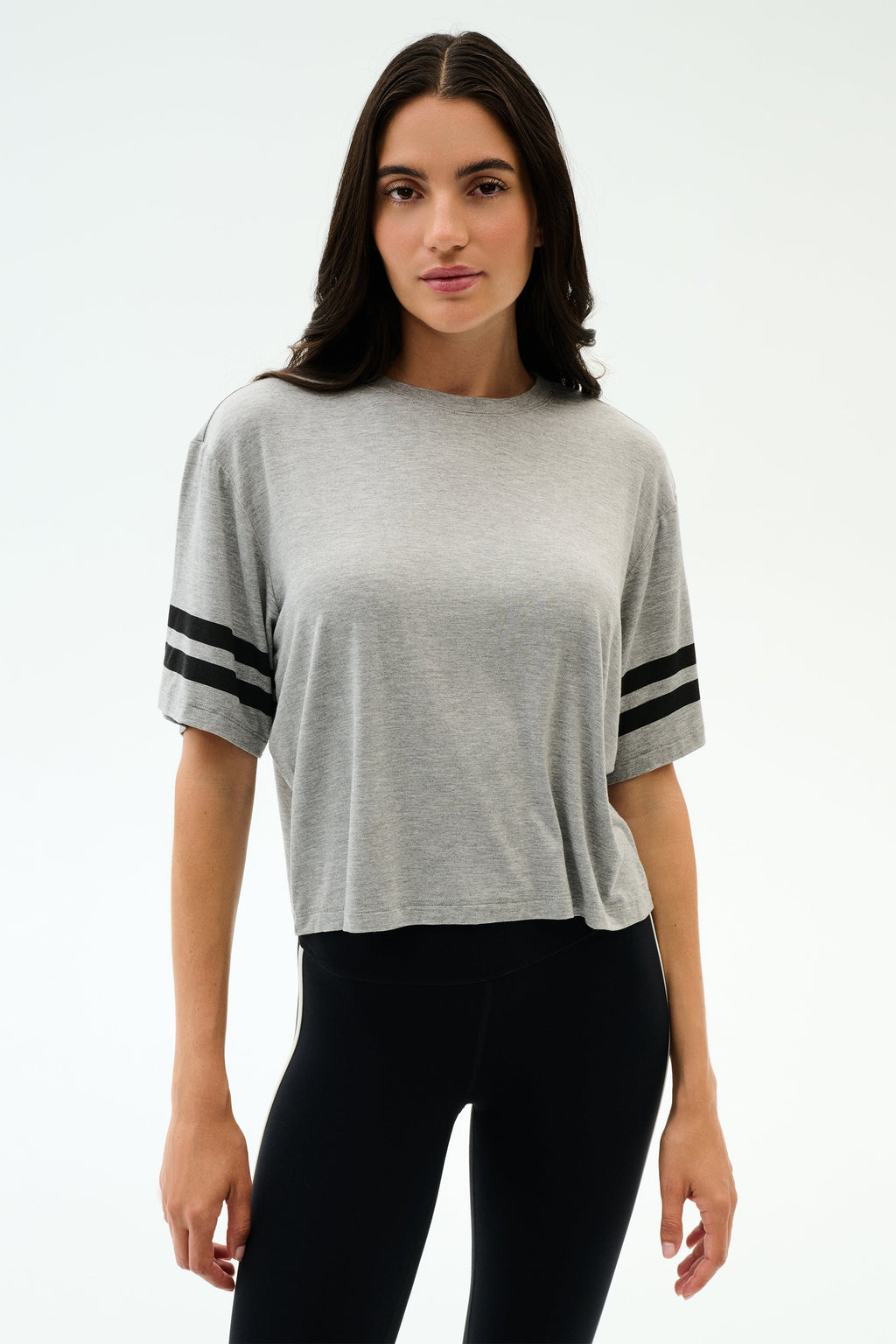 Ava Jersey Tee - Heather Grey/Black