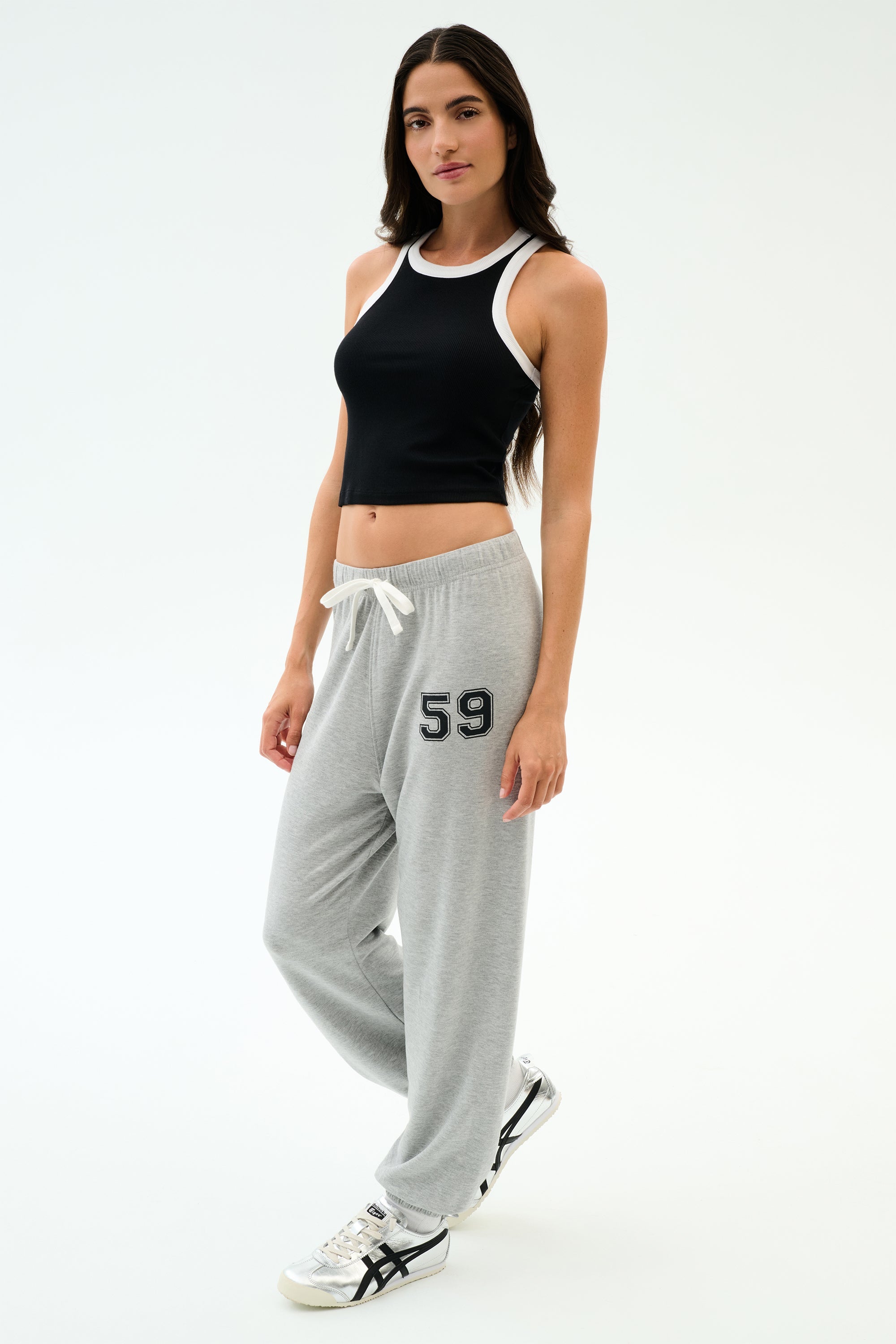 Kiki Rib Crop Tank - Black/White