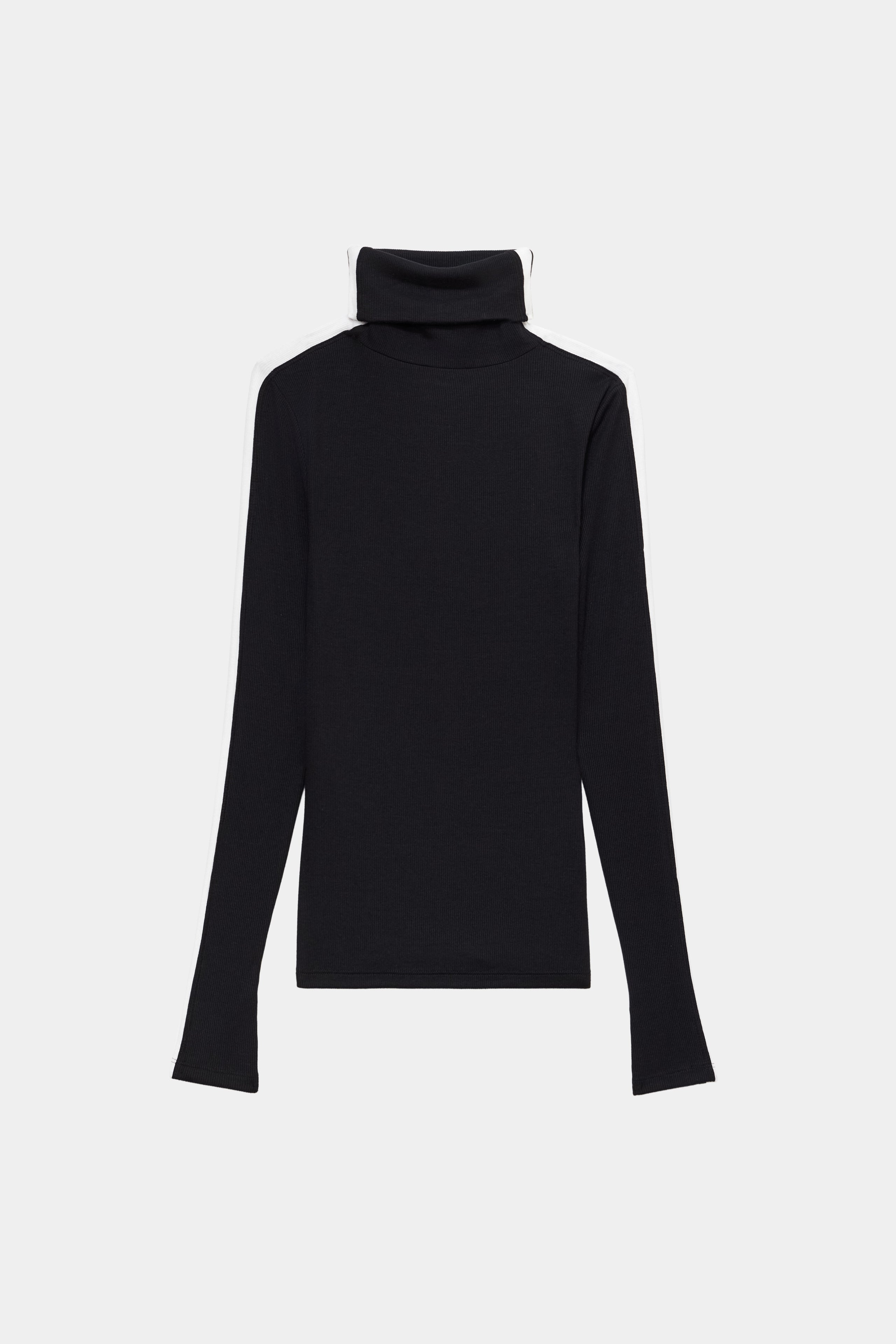 Jackson Rib Full Length Turtleneck - Black/White